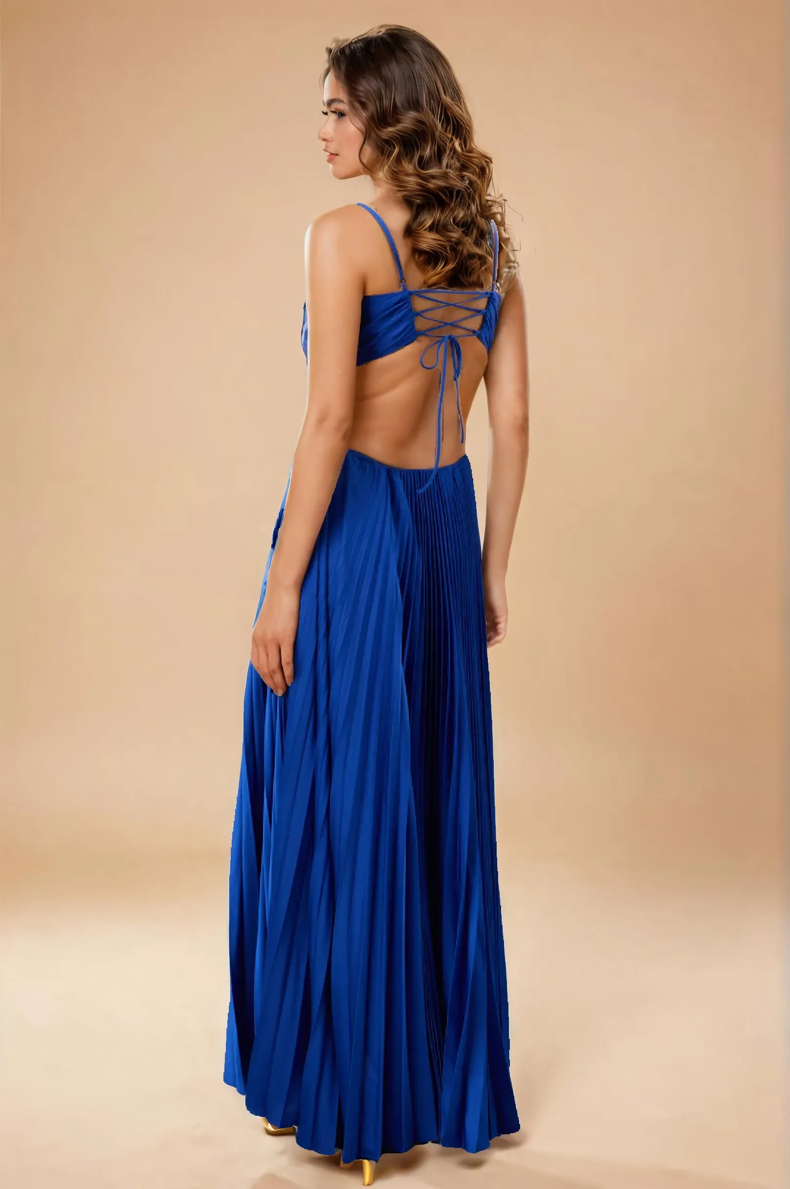 Blue Padded Maxi Dress