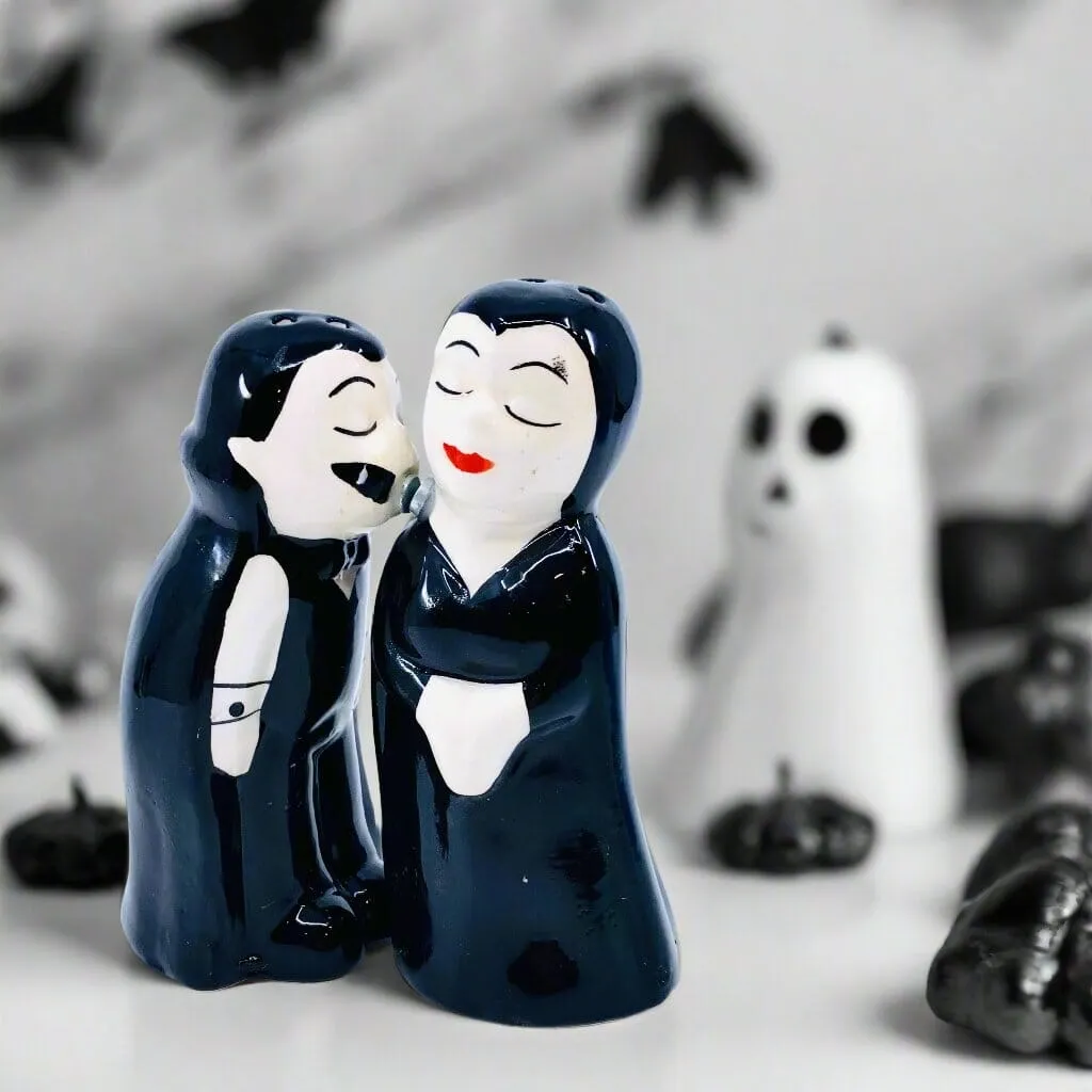 Ceramic Salt and Pepper Shakers, Mr & Mrs Dracula