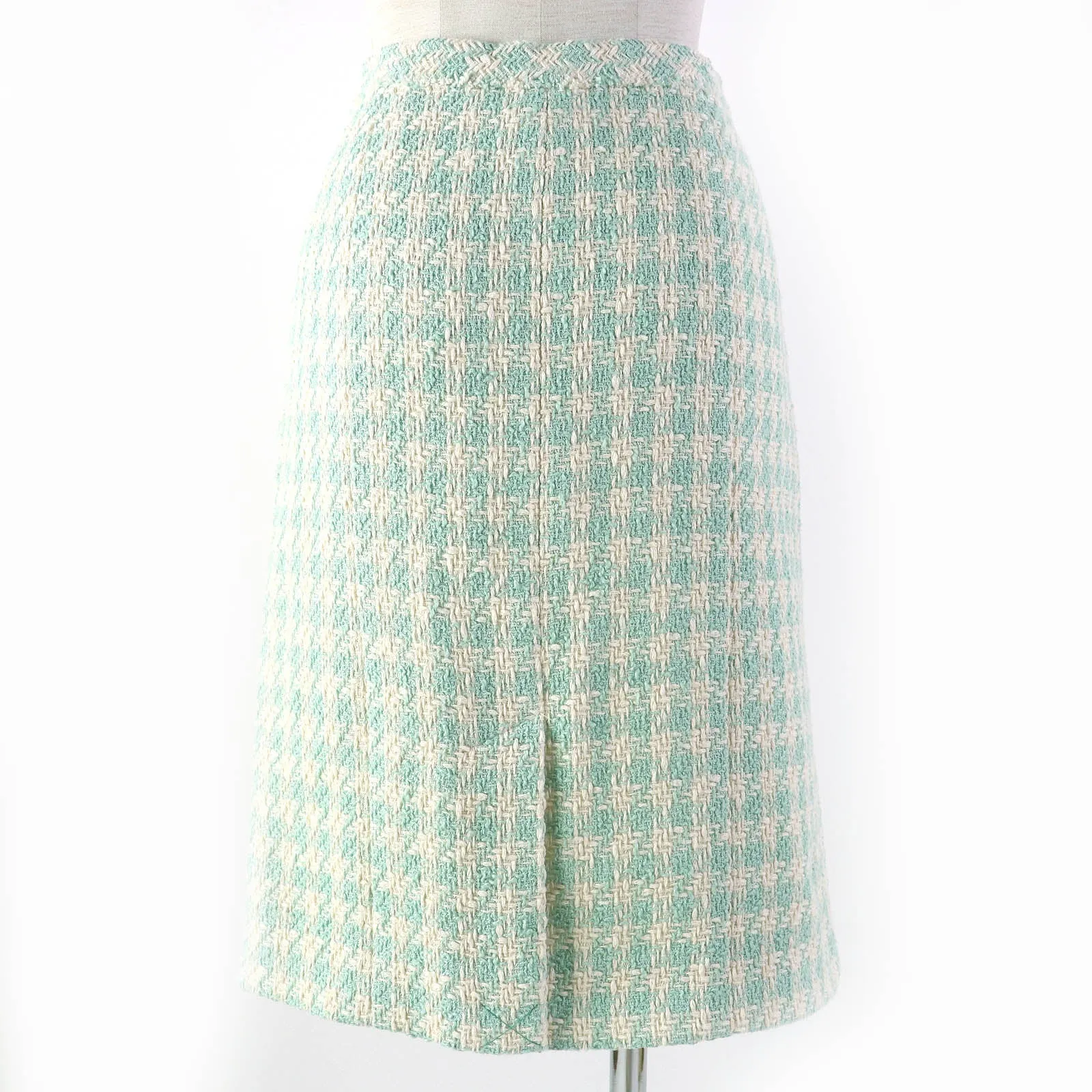 Chanel Cotton Silk Check Skirt Beaded Buttons