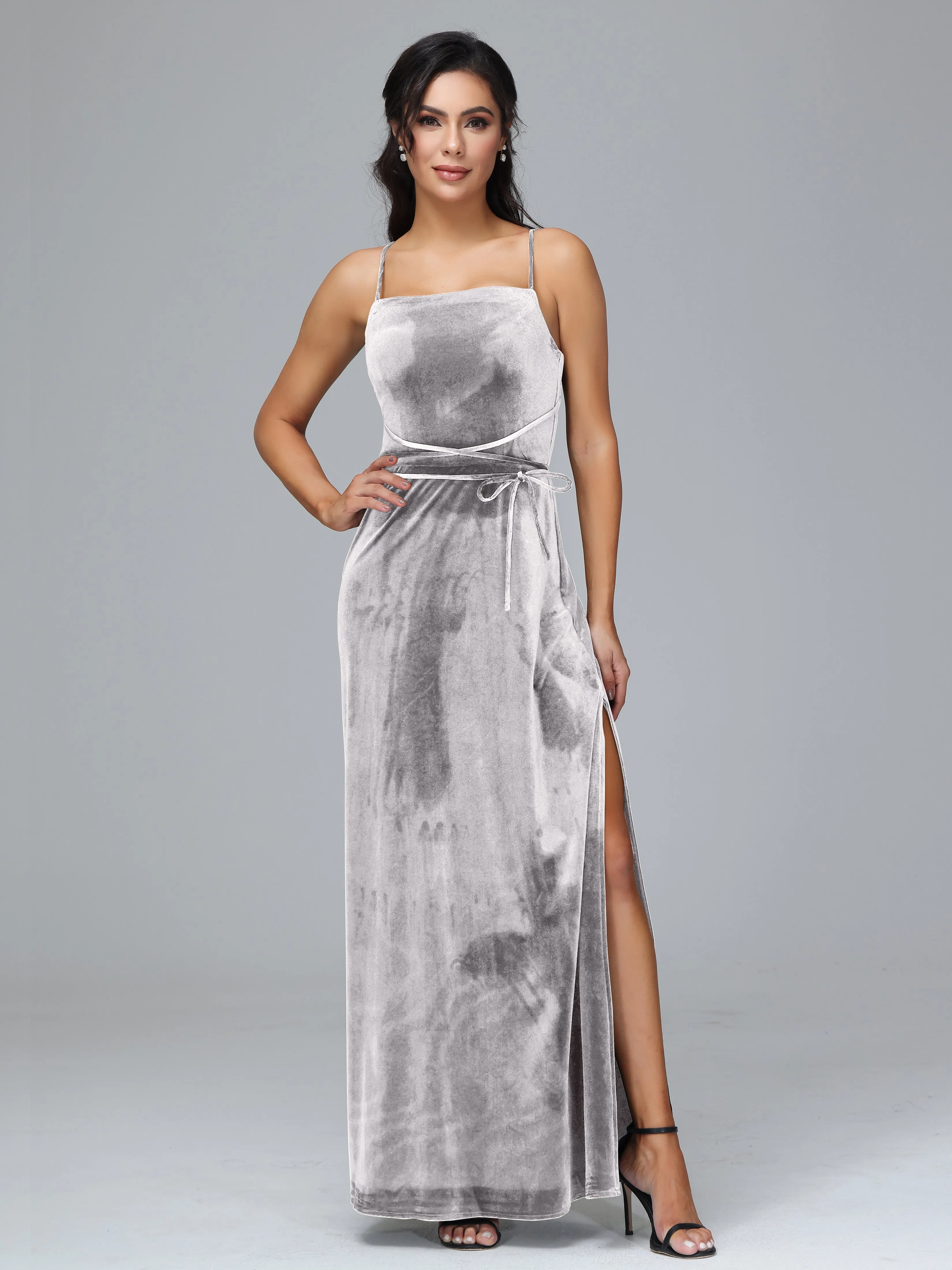 Column Spaghetti Straps Plus Size Bridesmaid Dresses