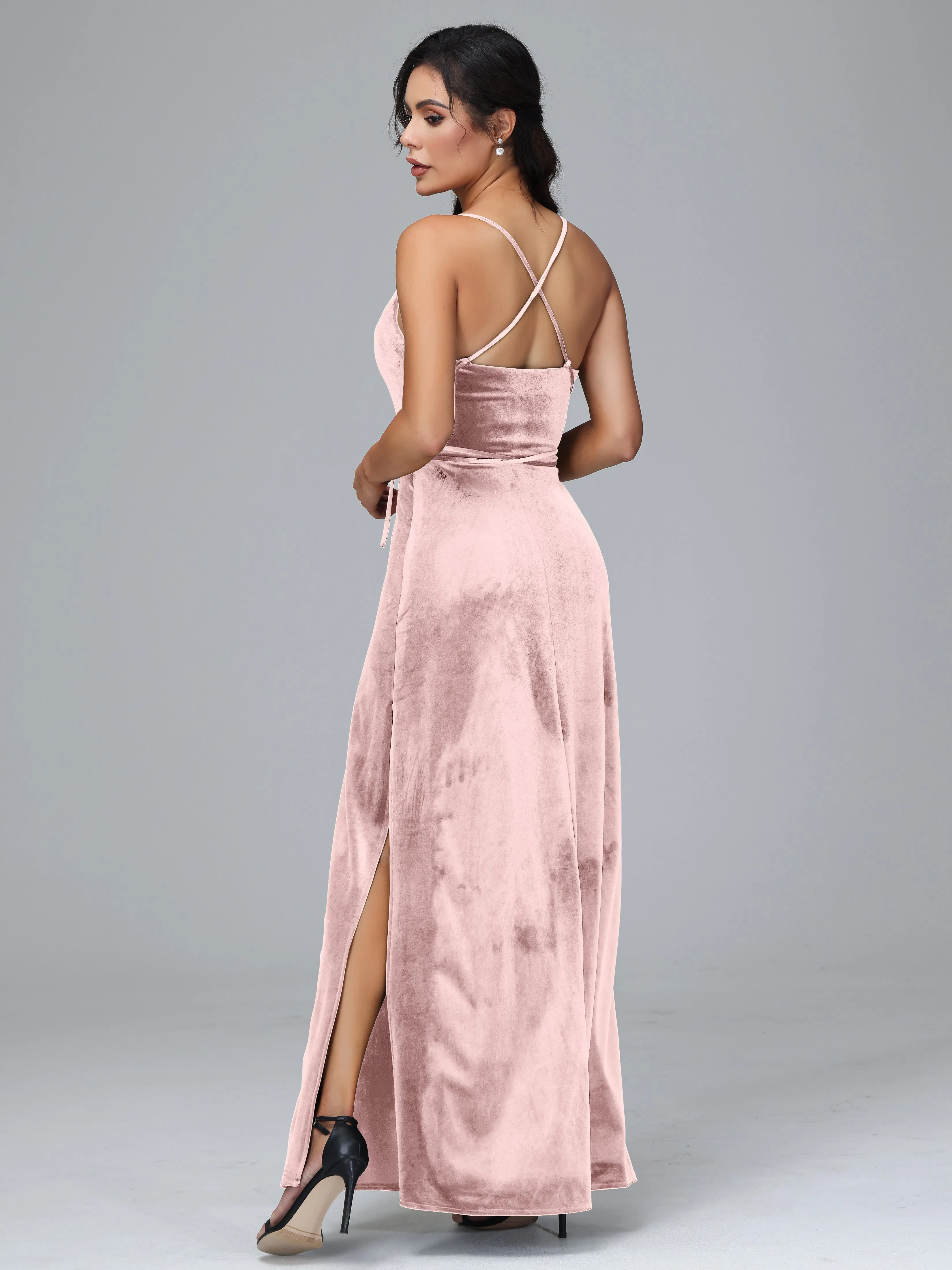 Column Spaghetti Straps Plus Size Bridesmaid Dresses