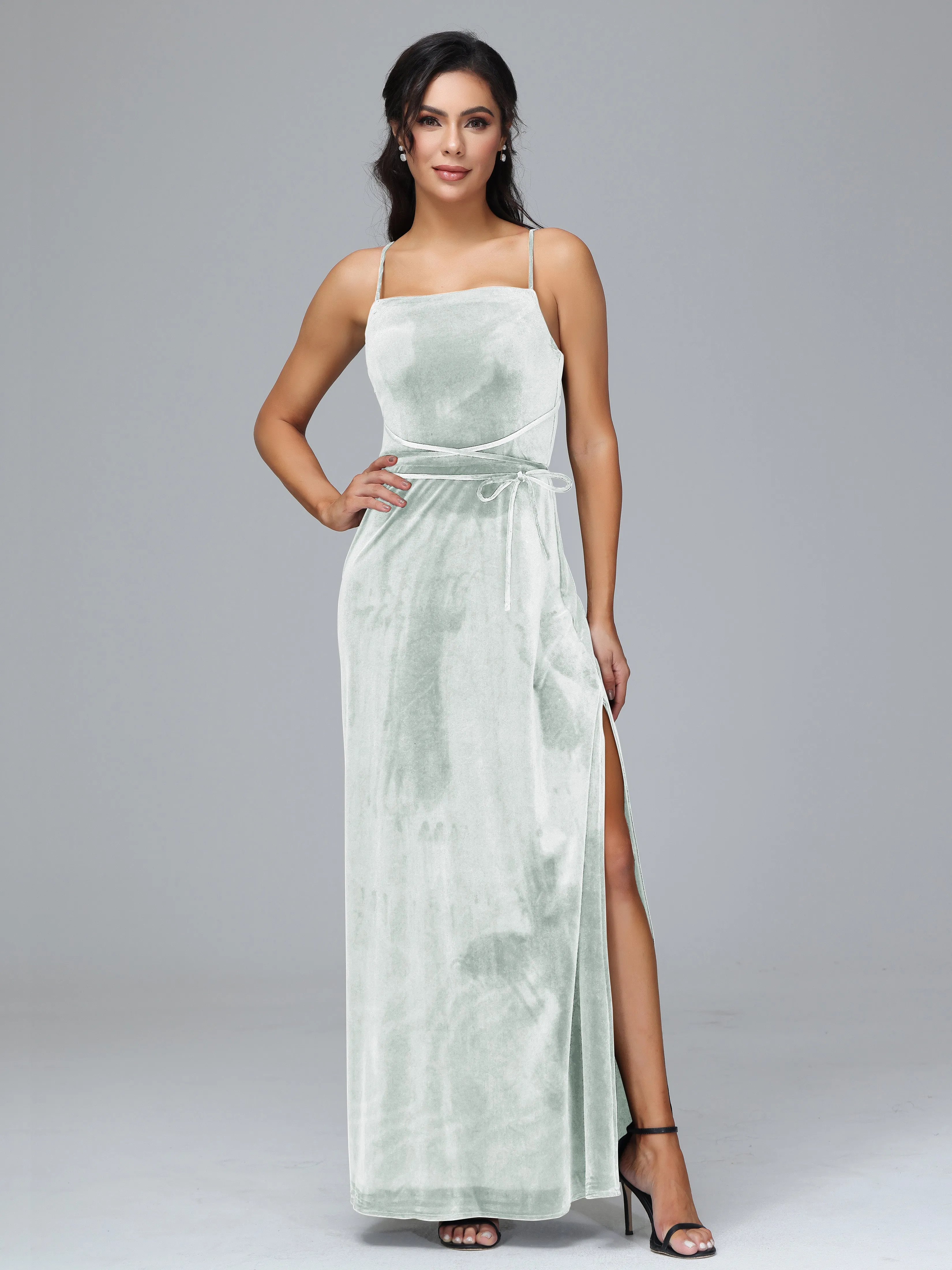 Column Spaghetti Straps Plus Size Bridesmaid Dresses