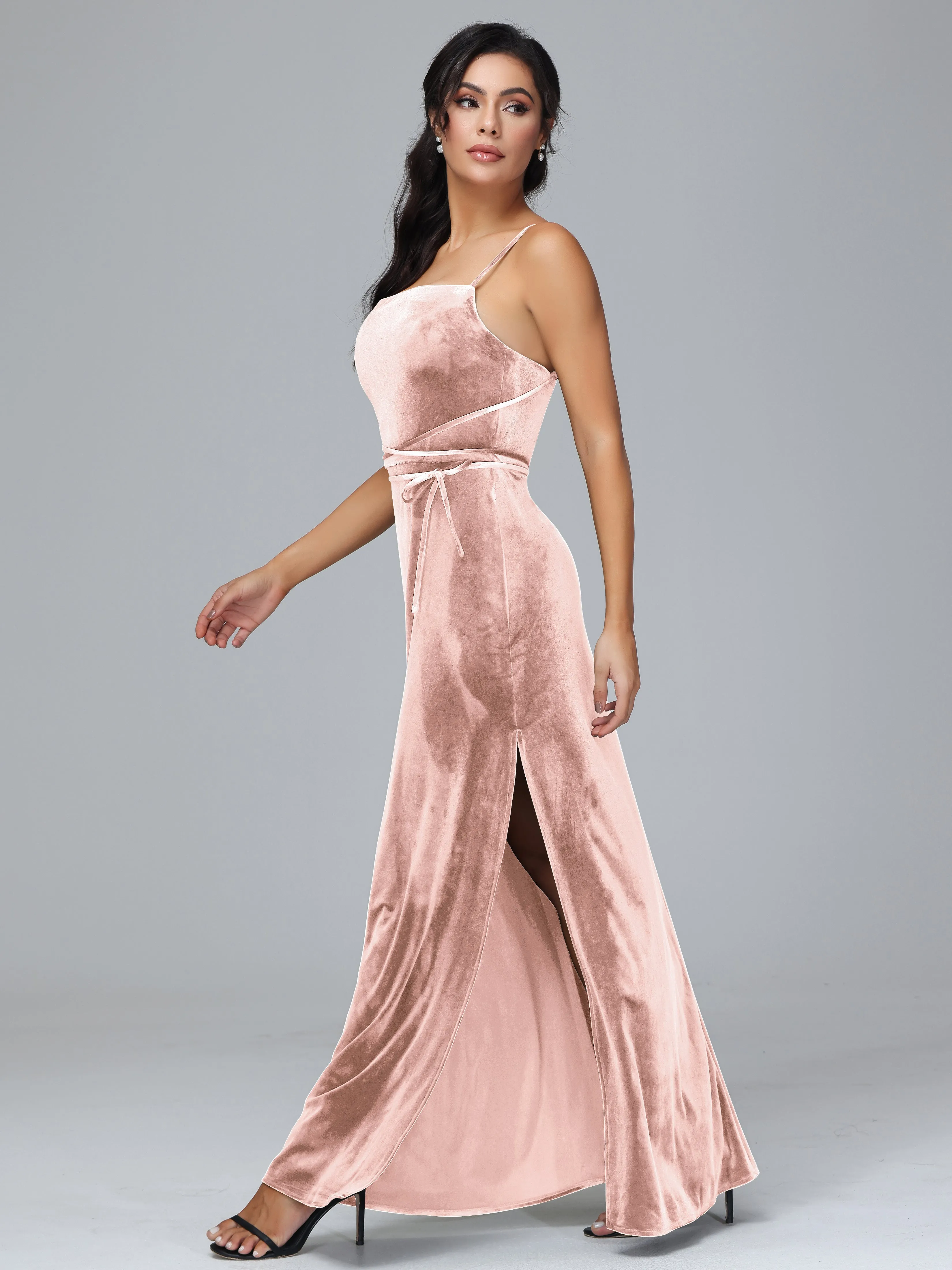 Column Spaghetti Straps Plus Size Bridesmaid Dresses