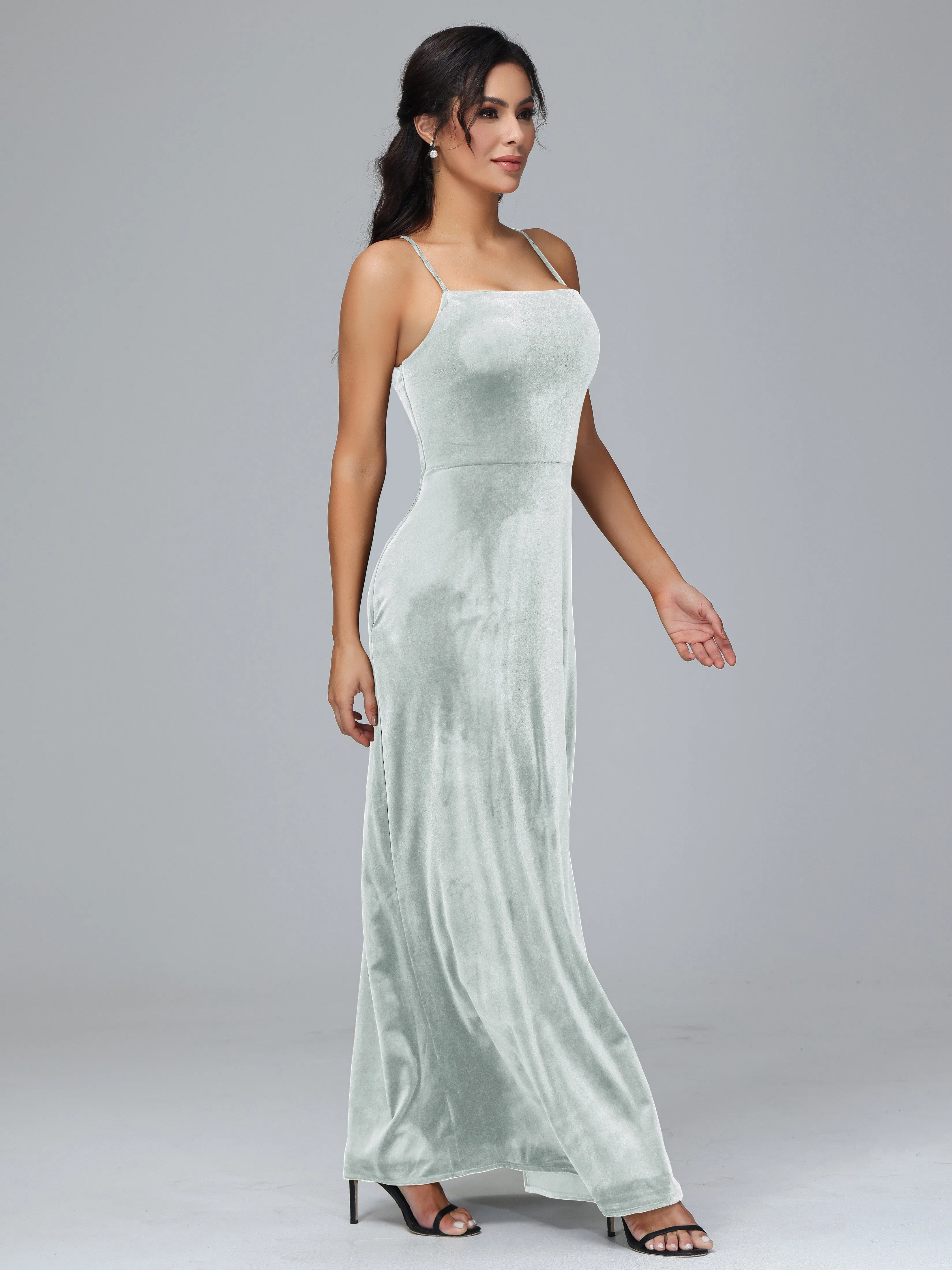 Column Spaghetti Straps Plus Size Bridesmaid Dresses