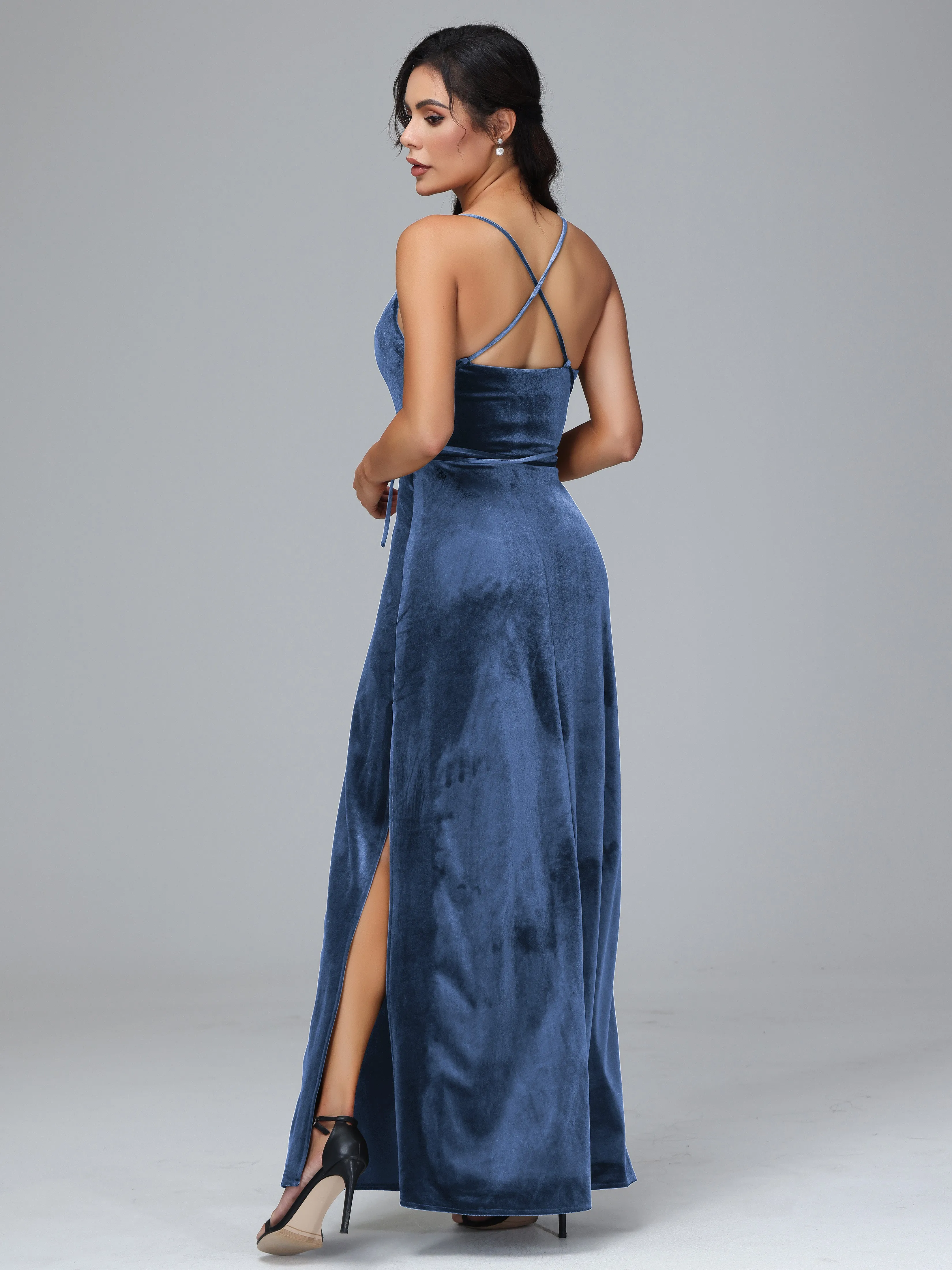 Column Spaghetti Straps Plus Size Bridesmaid Dresses