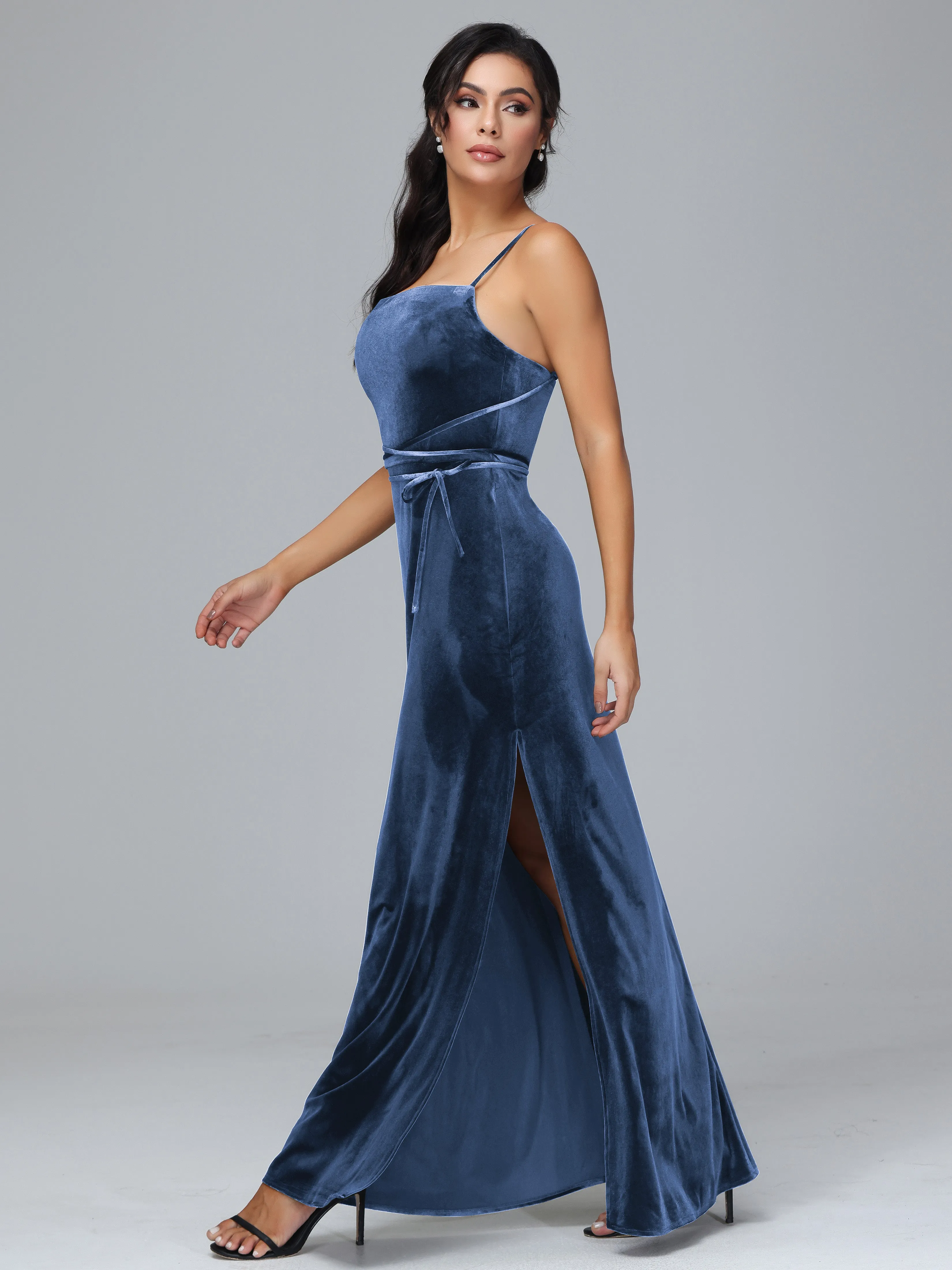 Column Spaghetti Straps Plus Size Bridesmaid Dresses