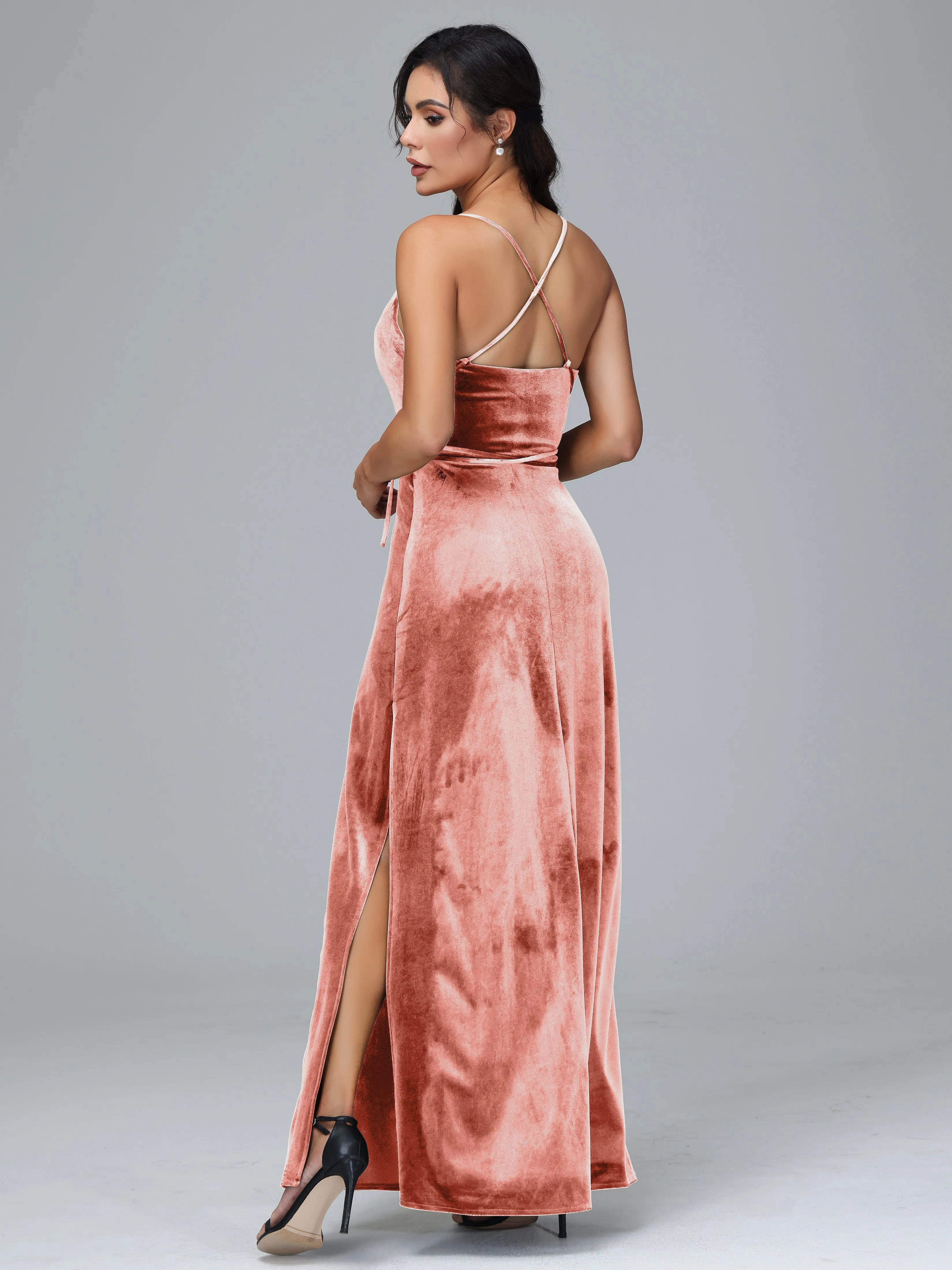 Column Spaghetti Straps Plus Size Bridesmaid Dresses