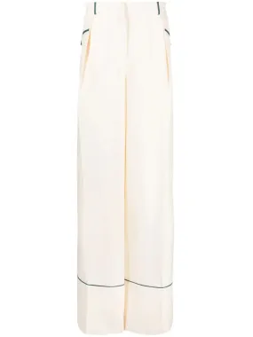 Contrast-Piping Silk Pyjama Trousers