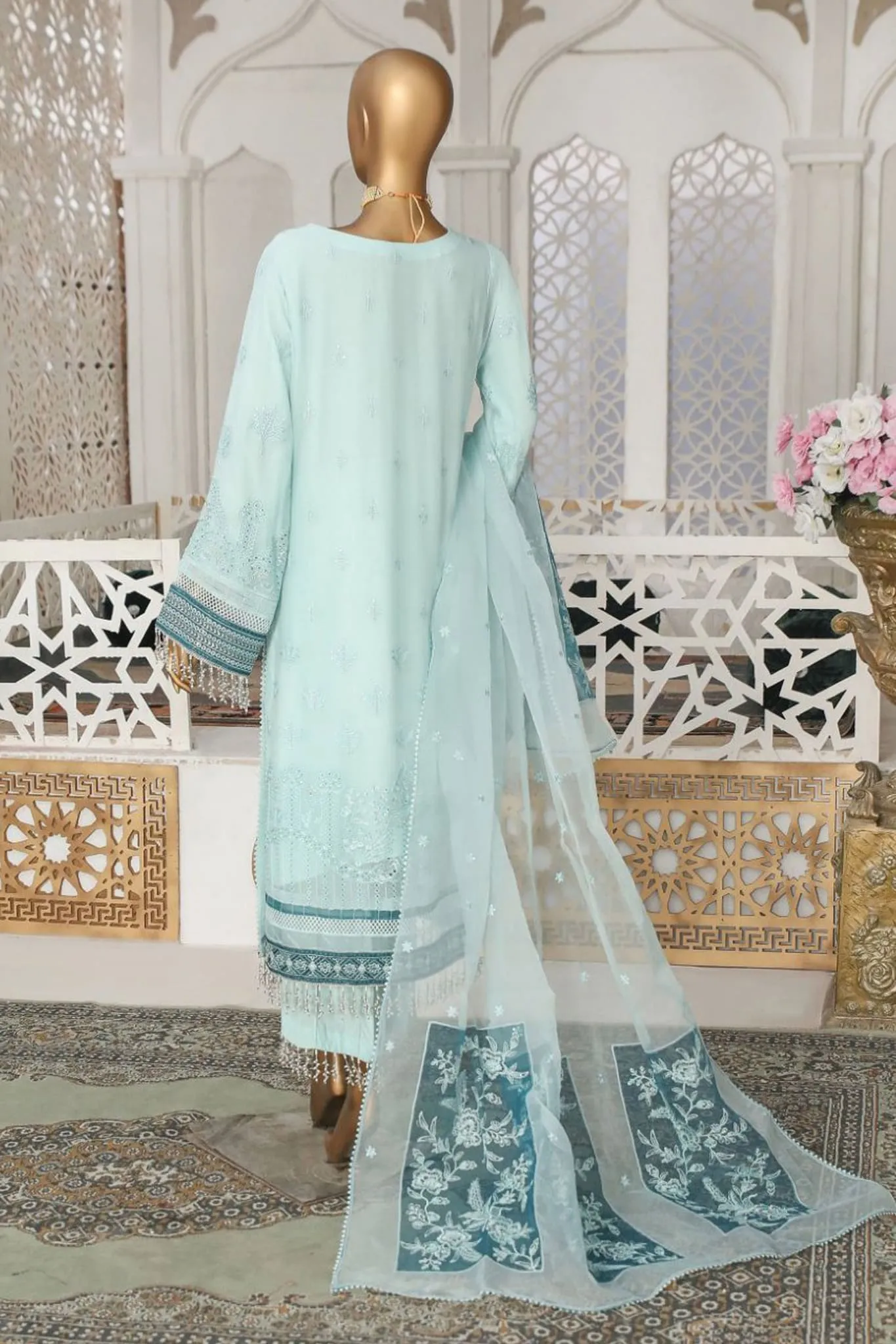 Cortesia by Hz Unstitched 3 Piece Luxury Chiffon Collection'2023-08-Oceanic Hues