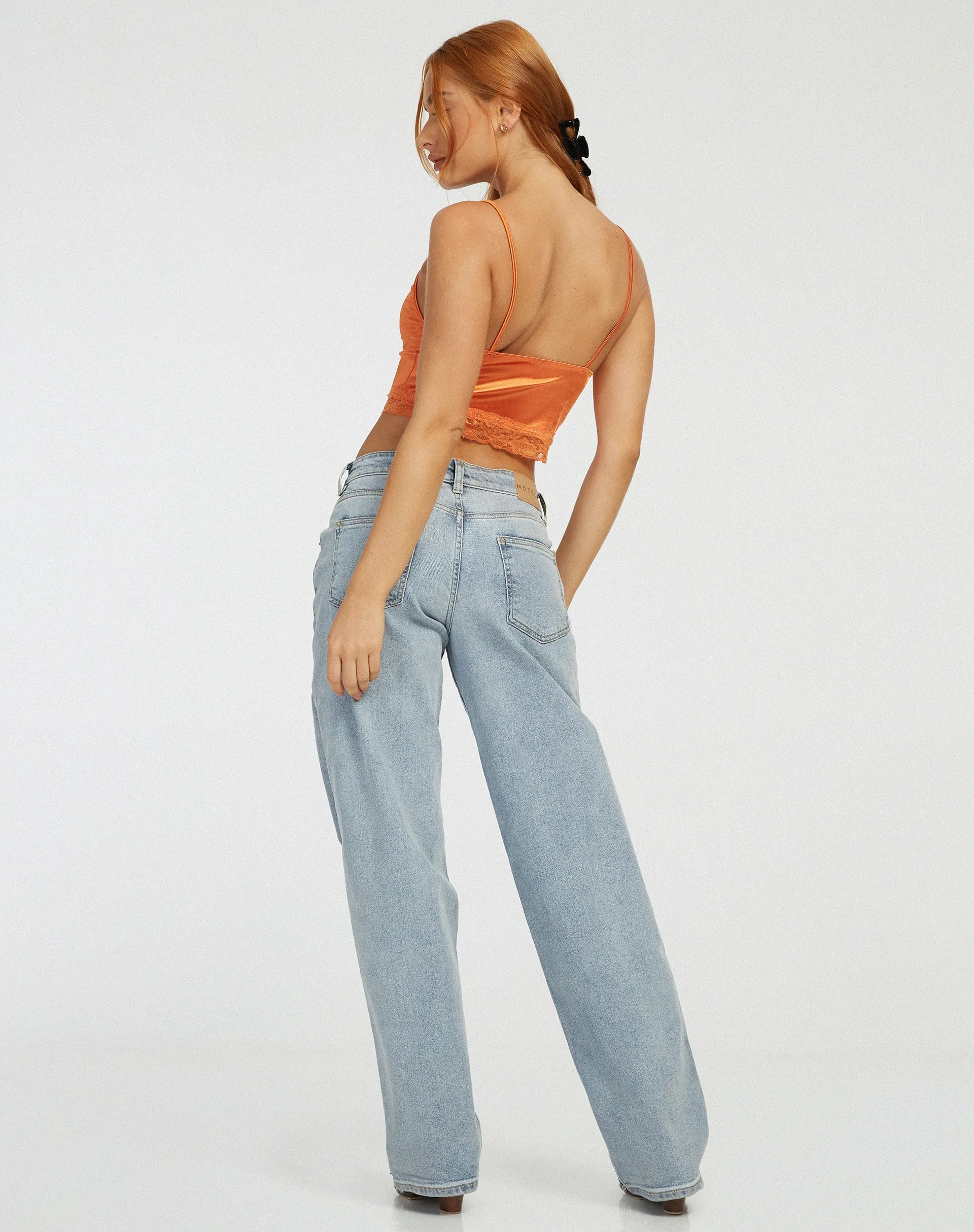 Datuk Crop Top in Satin Tangerine