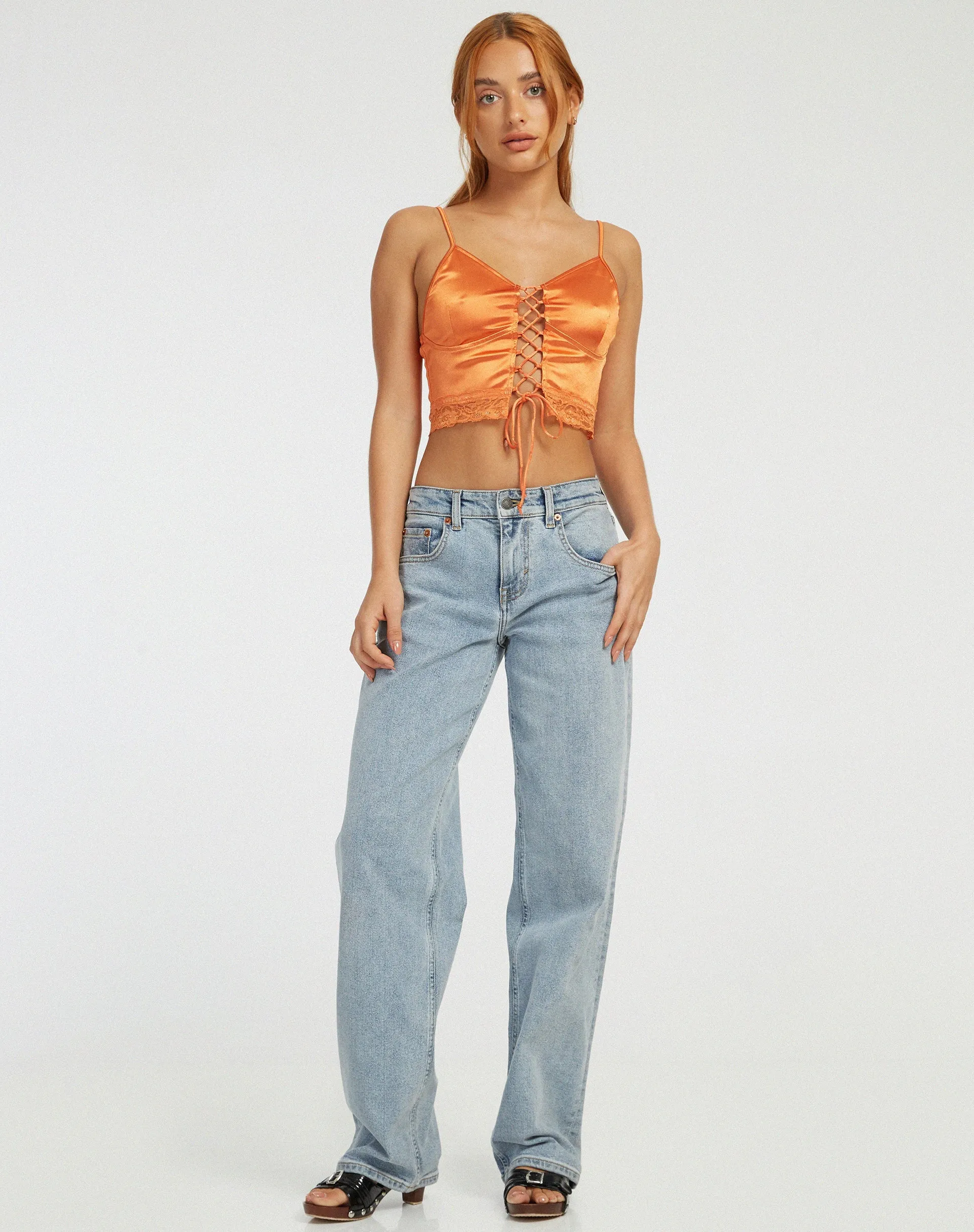 Datuk Crop Top in Satin Tangerine