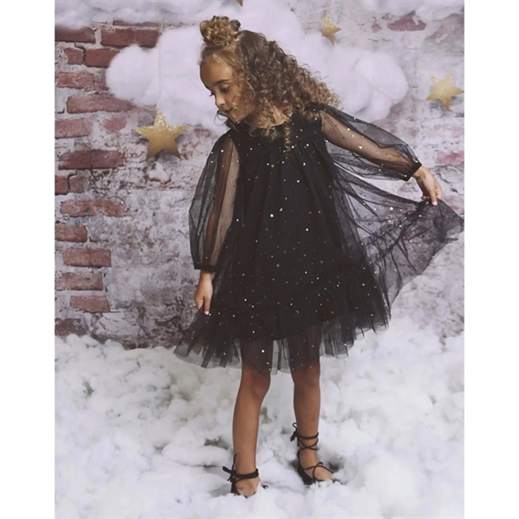 Dolly by Le Petit Tom Stars & Moon Tulle Empress Dress Black