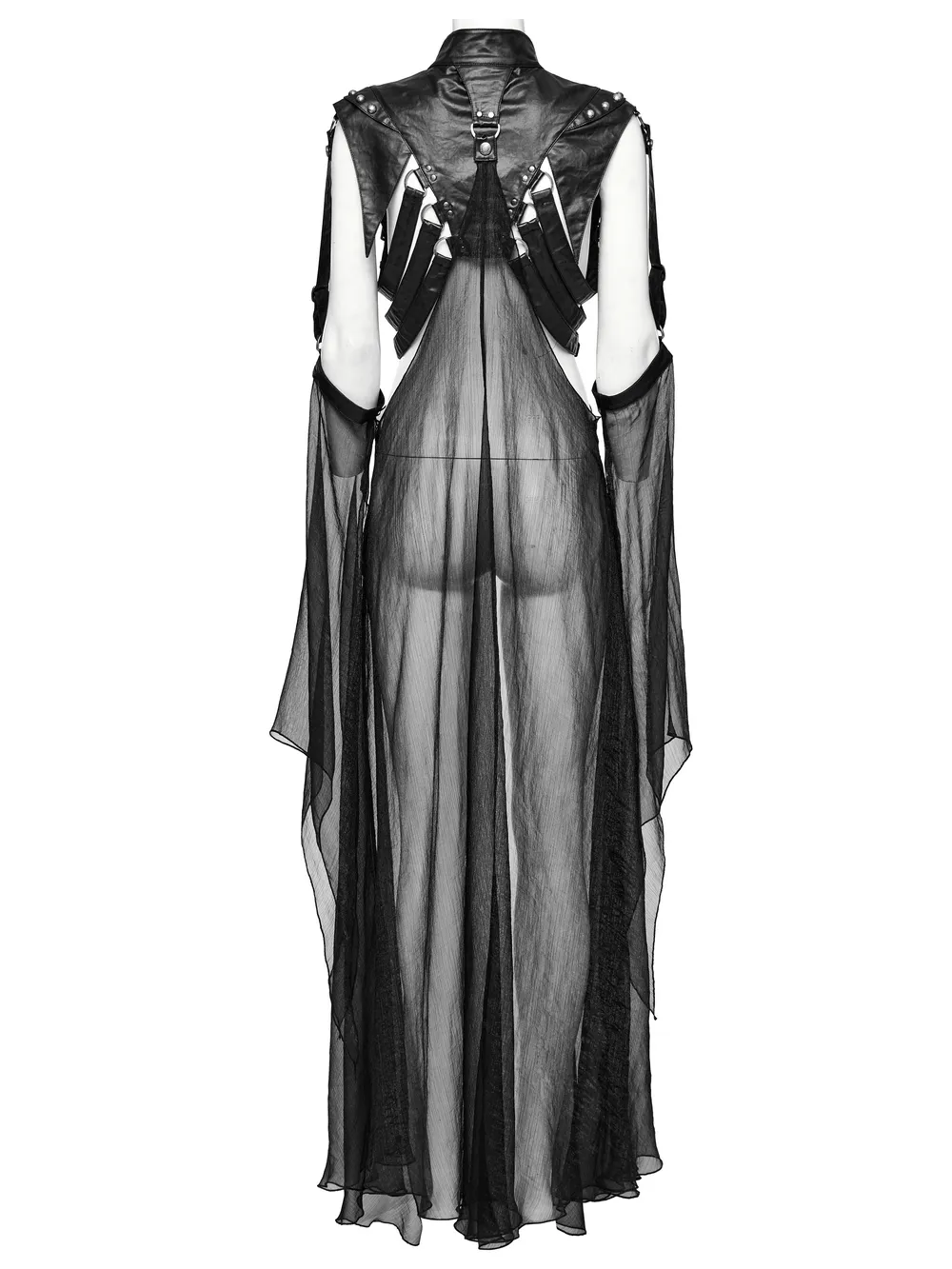 Edgy Punk Cape with Adjustable Buckles And Sleeves