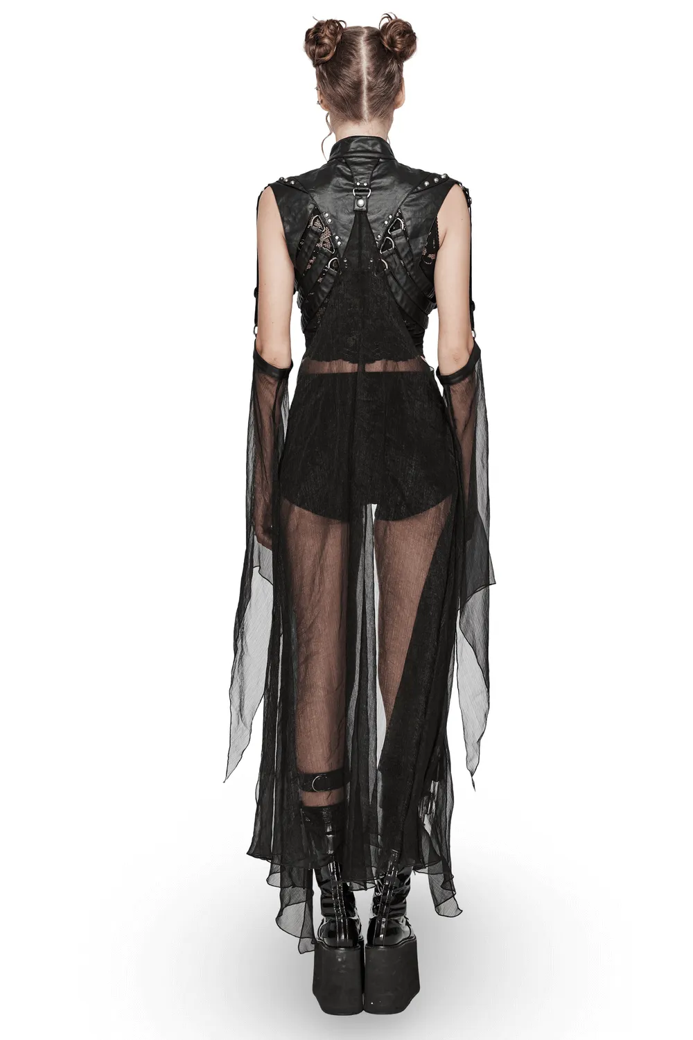 Edgy Punk Cape with Adjustable Buckles And Sleeves