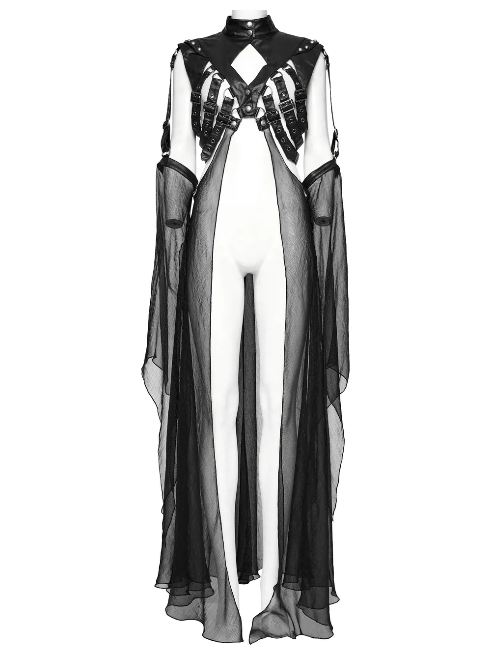 Edgy Punk Cape with Adjustable Buckles And Sleeves