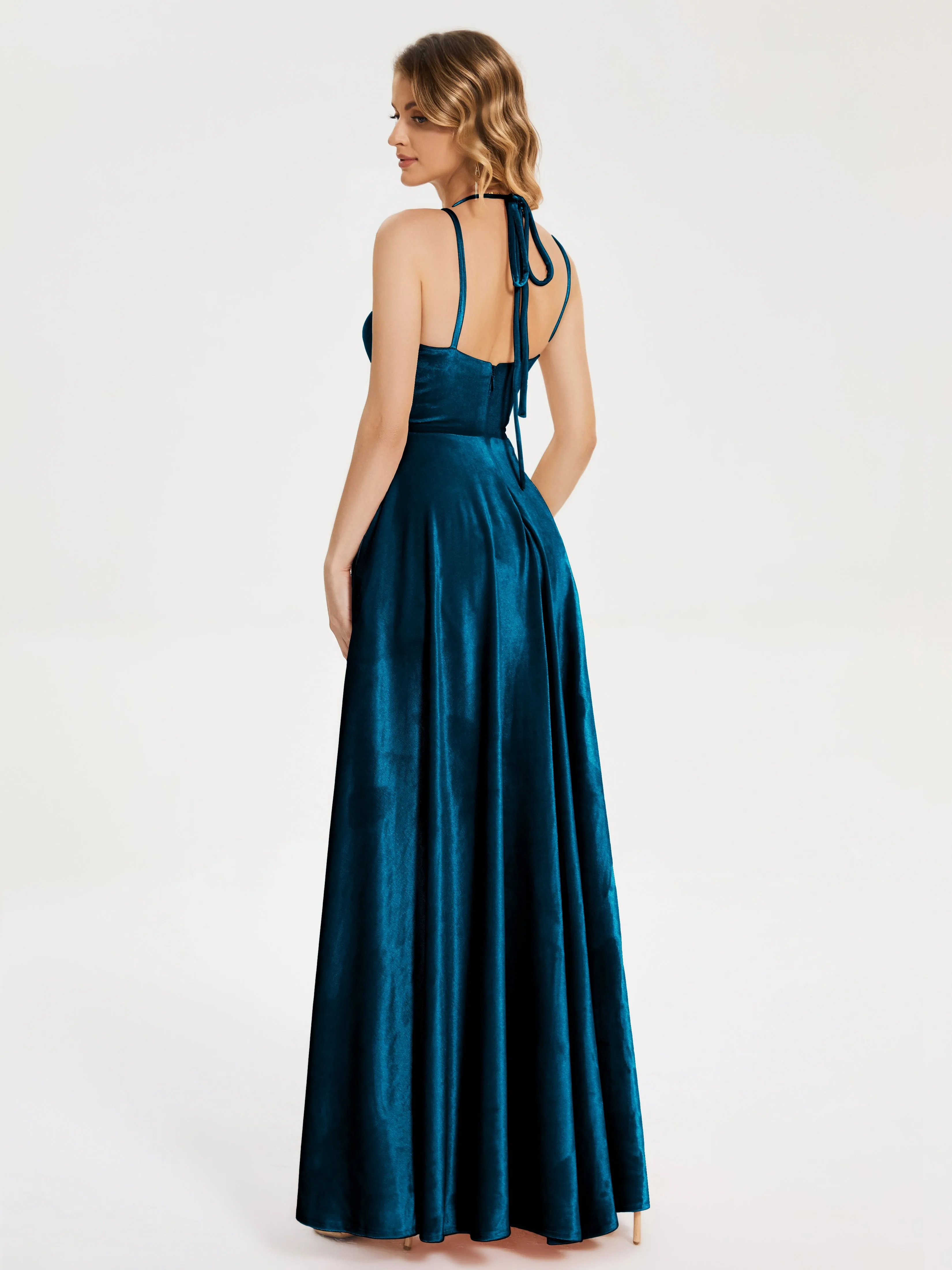 Elsie Modest Split Velvet Dresses