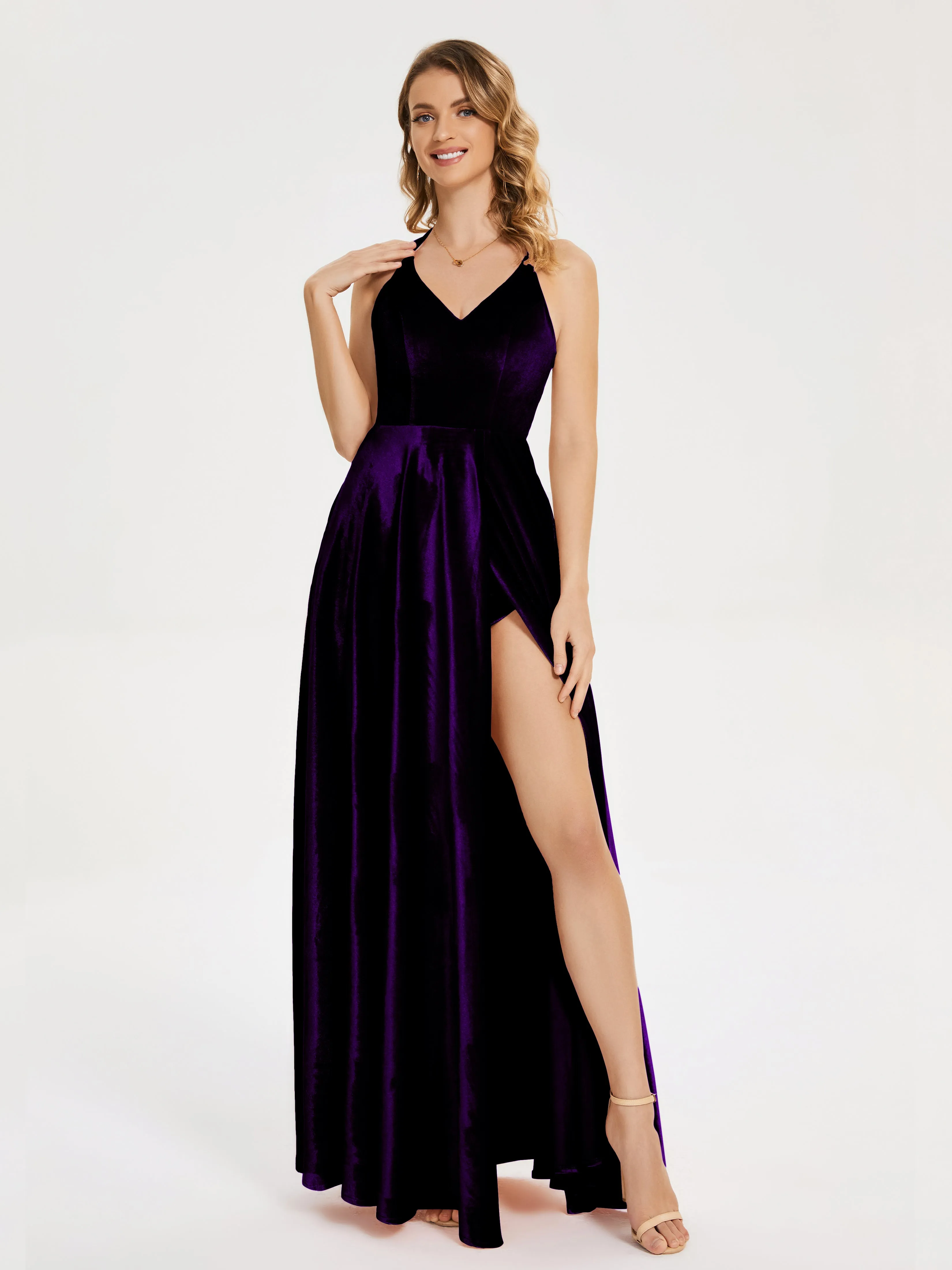 Elsie Modest Split Velvet Dresses