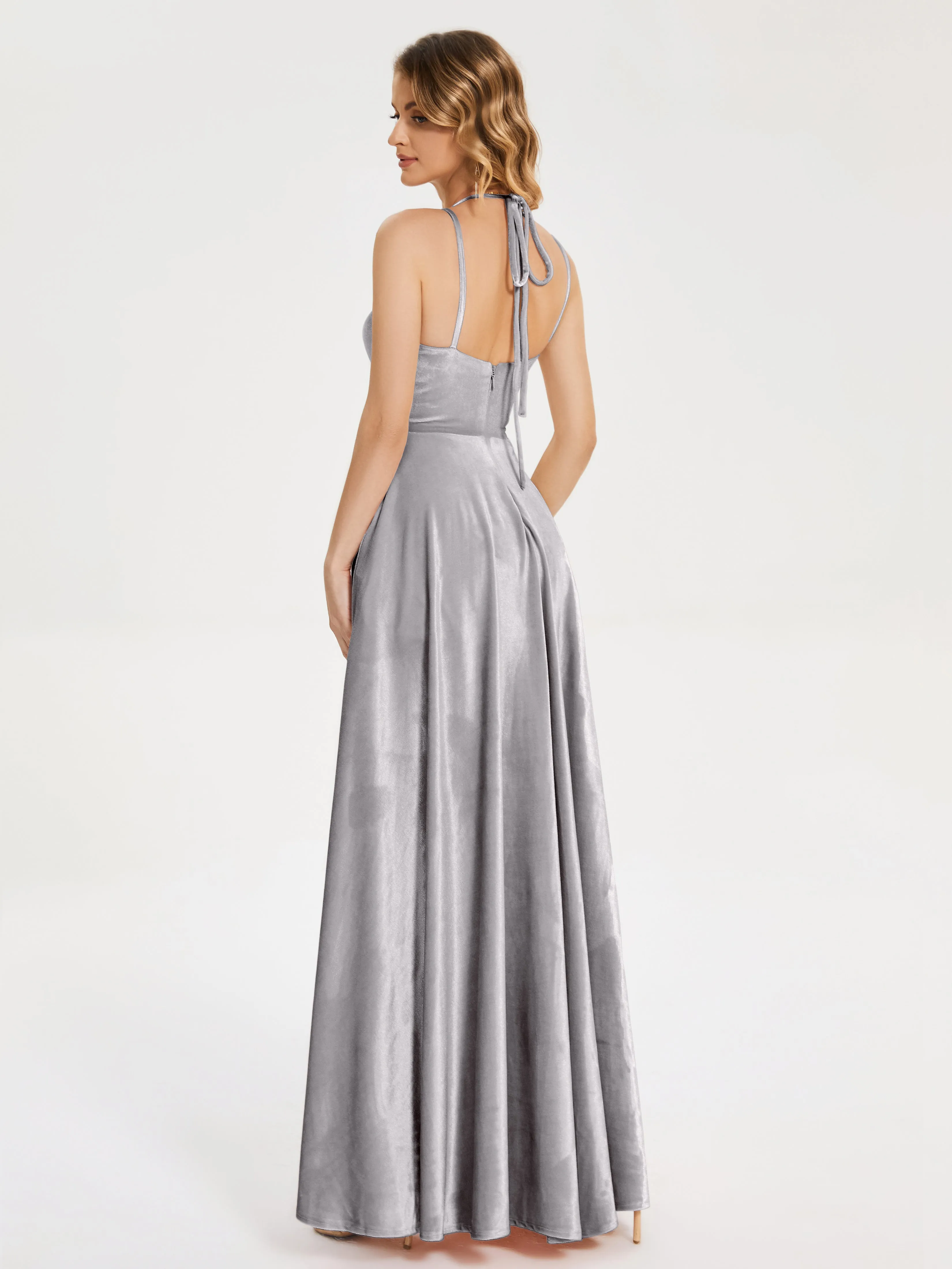 Elsie Modest Split Velvet Mother of the Bride Dresses