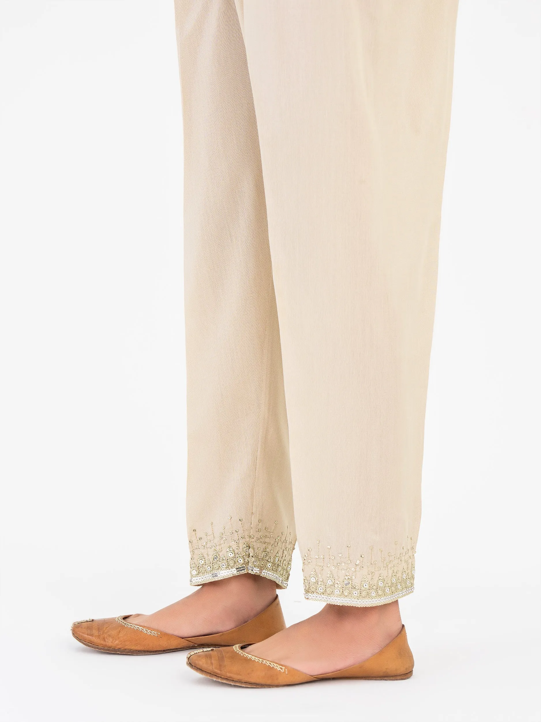 Embroidered Raw Silk Trouser (Pret)