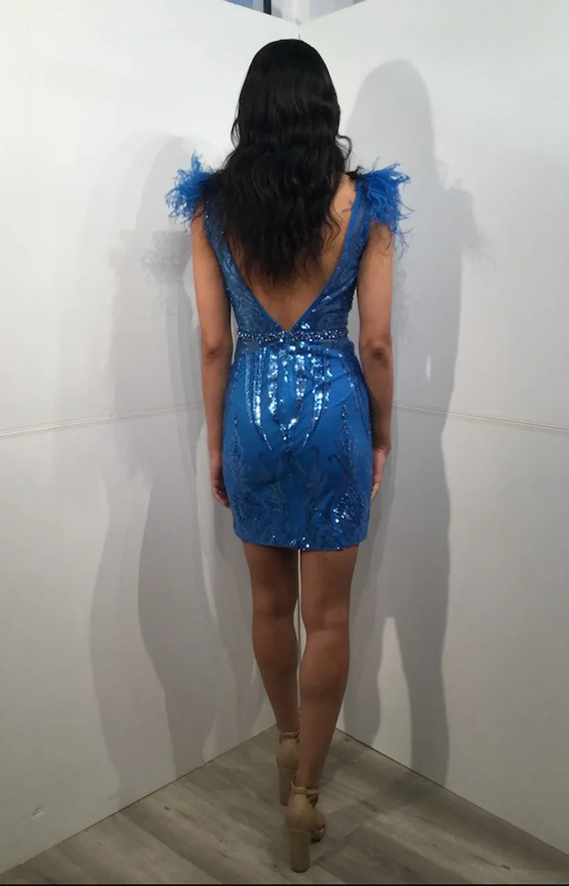 Feather Short Sleeveless Dress by Jovani 23104