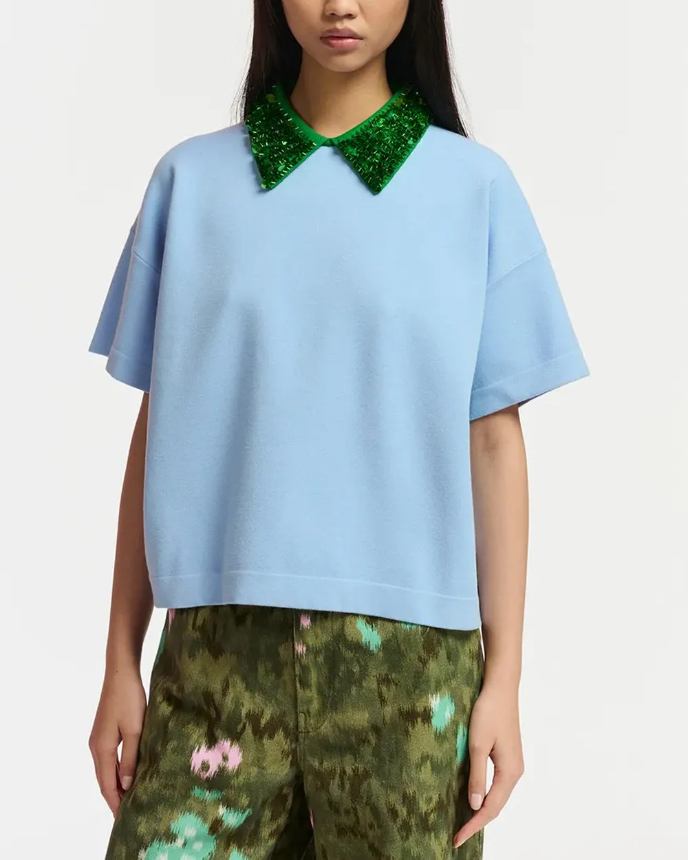 Feeling Blue Filano Embellished Collar Top