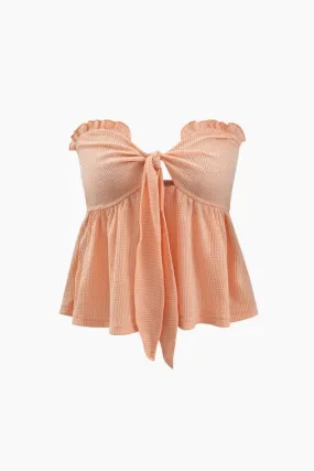 Frill Trim Knot Front Tube Top