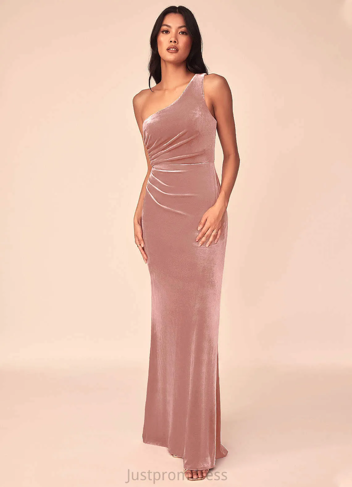 Giovanna Floor Length Sleeveless Natural Waist Velvet A-Line/Princess V-Neck Bridesmaid Dresses