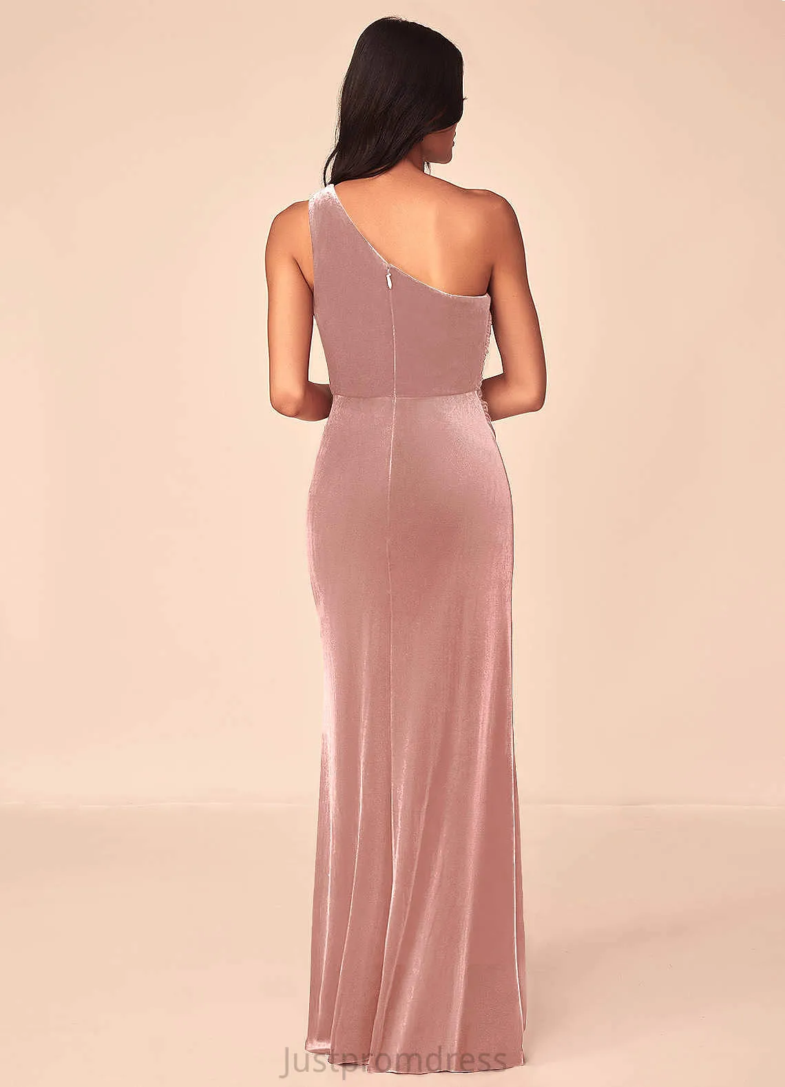 Giovanna Floor Length Sleeveless Natural Waist Velvet A-Line/Princess V-Neck Bridesmaid Dresses