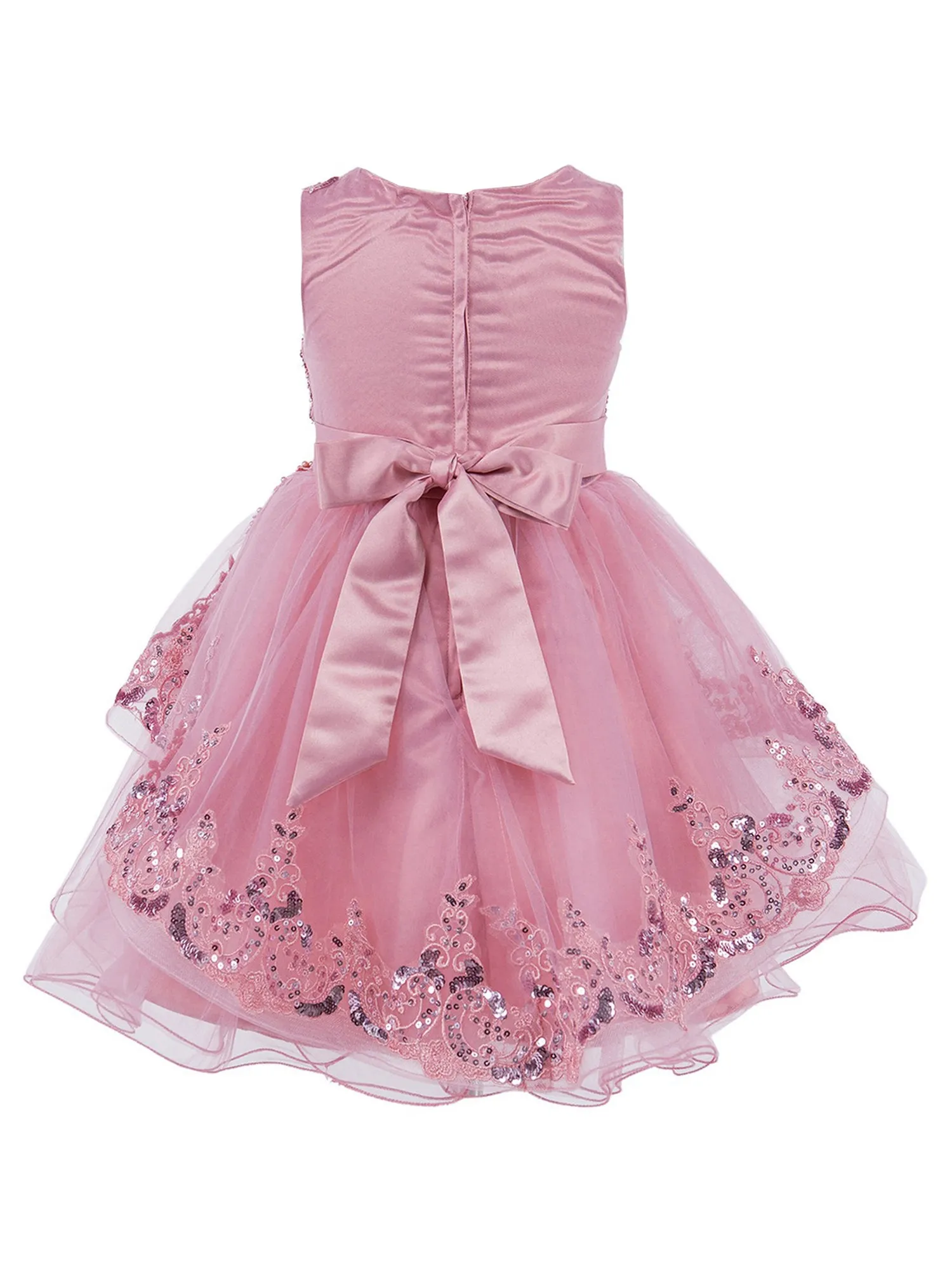 Girls Multi Color Lala & Erina Sleeveless Sequin Lace Flower Girl Dress 2-12