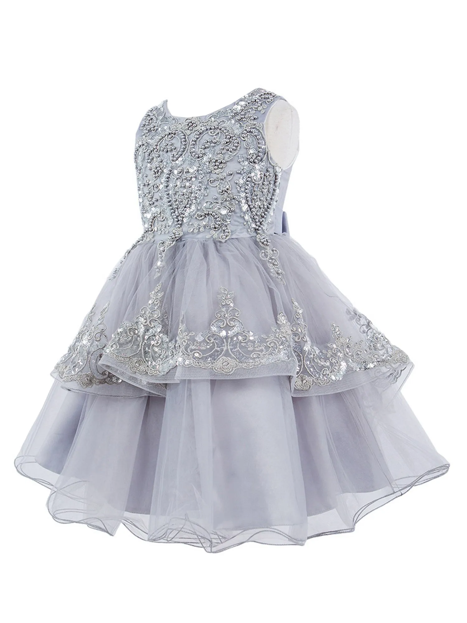 Girls Multi Color Lala & Erina Sleeveless Sequin Lace Flower Girl Dress 2-12