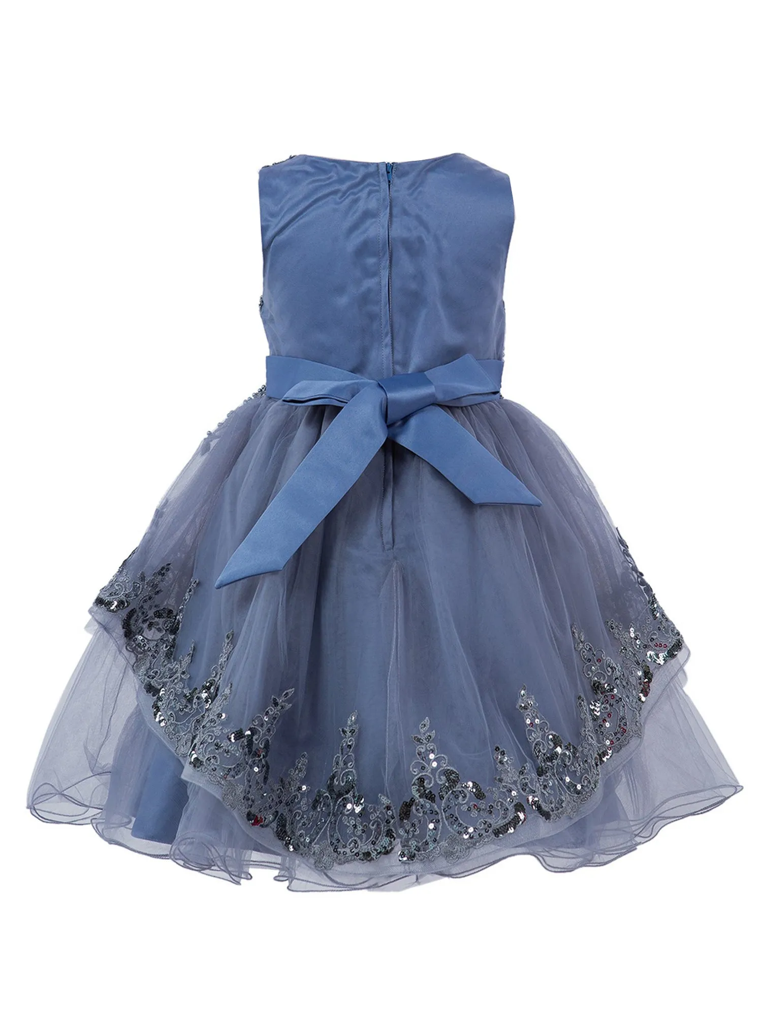 Girls Multi Color Lala & Erina Sleeveless Sequin Lace Flower Girl Dress 2-12