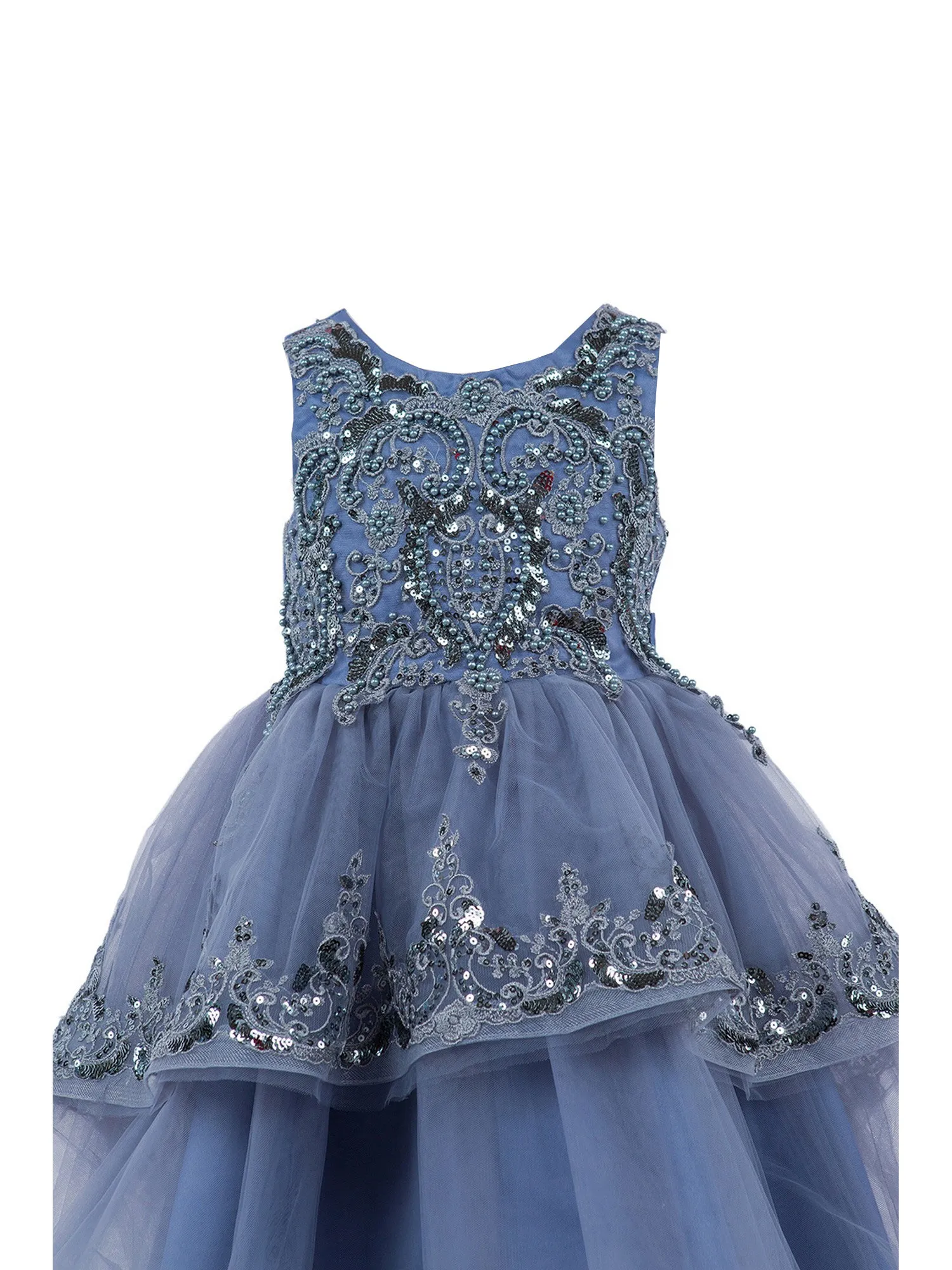 Girls Multi Color Lala & Erina Sleeveless Sequin Lace Flower Girl Dress 2-12