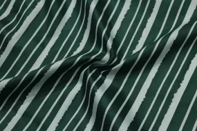 Green and White Stripes Printed Cotton Satin Fabric