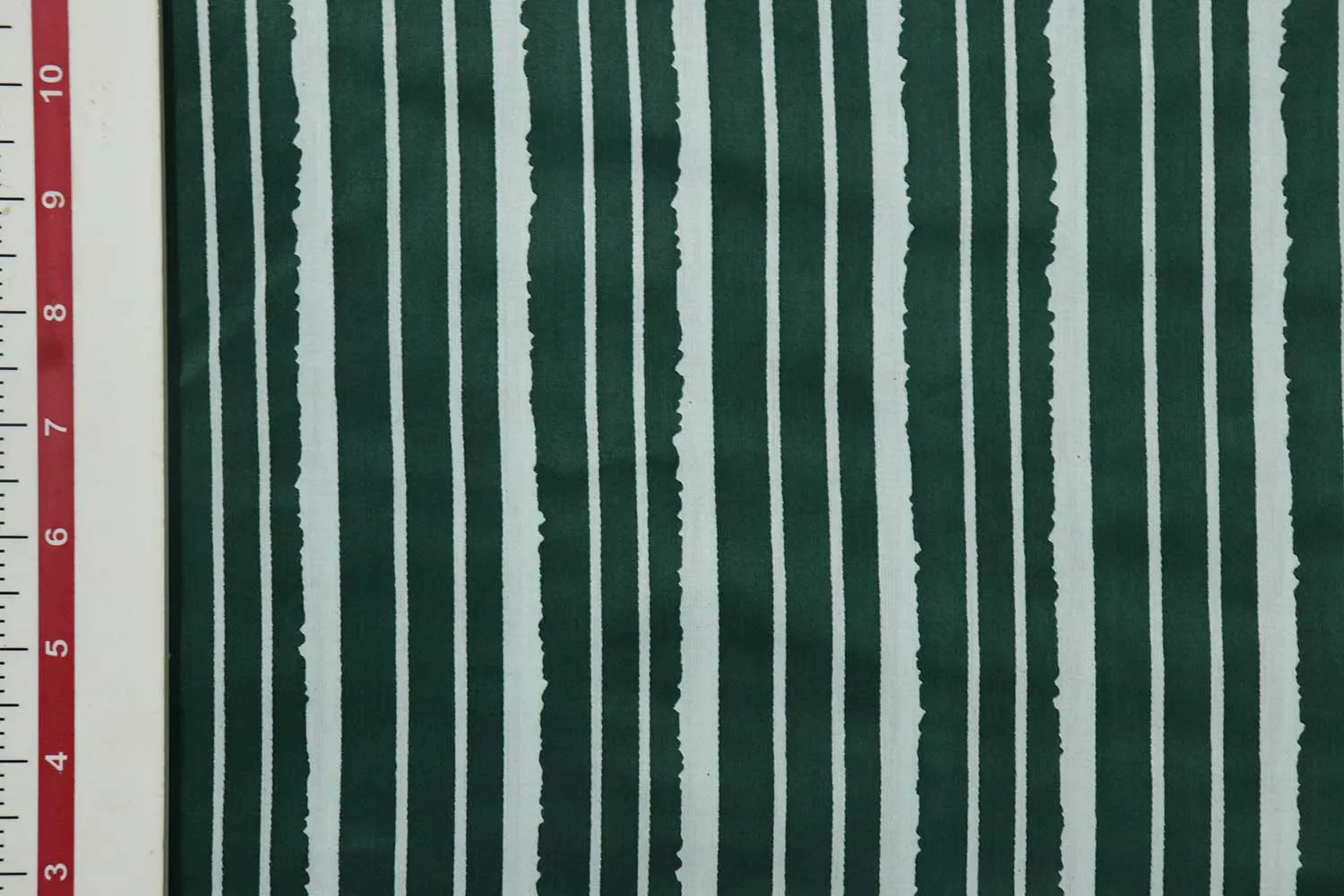 Green and White Stripes Printed Cotton Satin Fabric