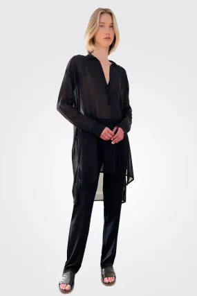 High Waist Silk Pant - Black