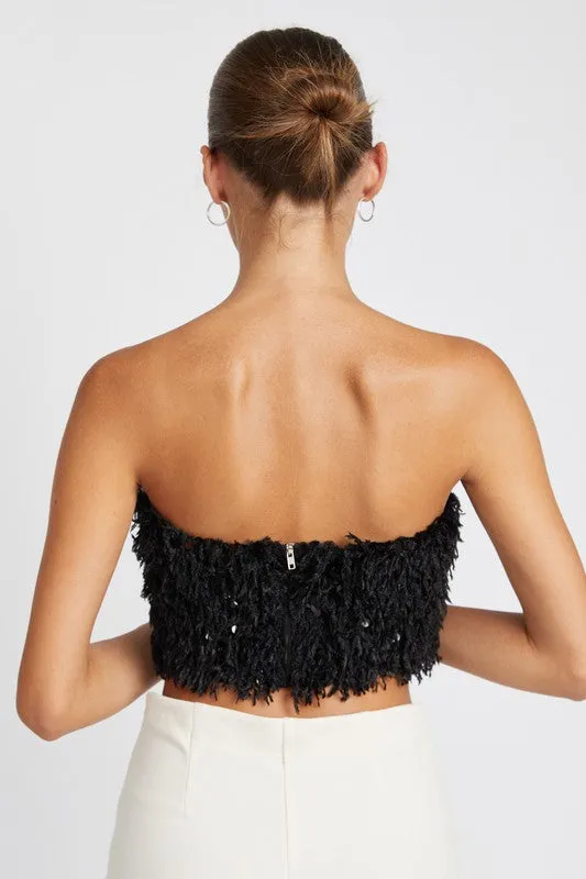 Hot Girl Farrah Feather Sequined Tube Top