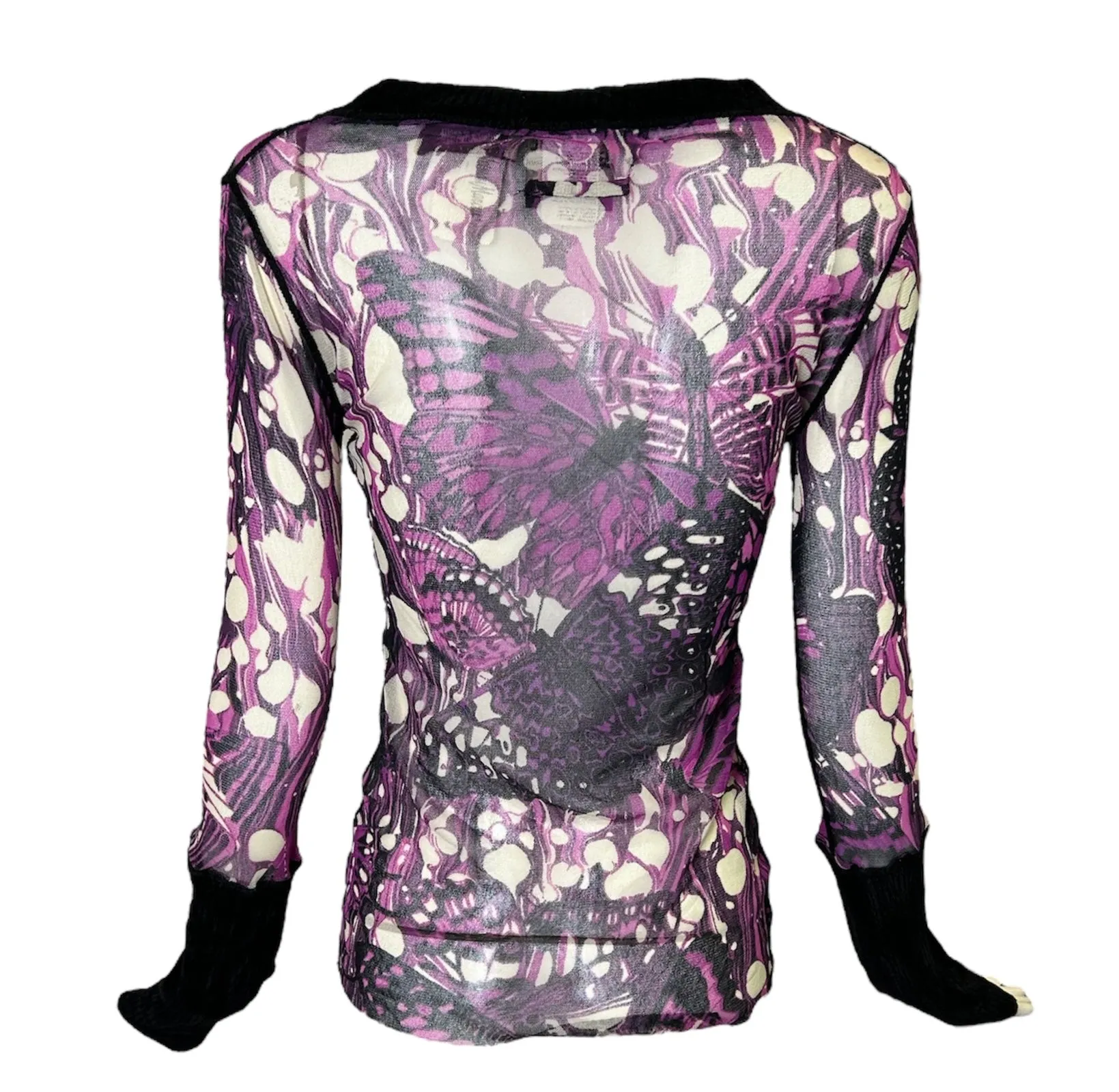 Jean Paul Gaultier Purple Mesh Butterfly Top with Velvet Sleeves