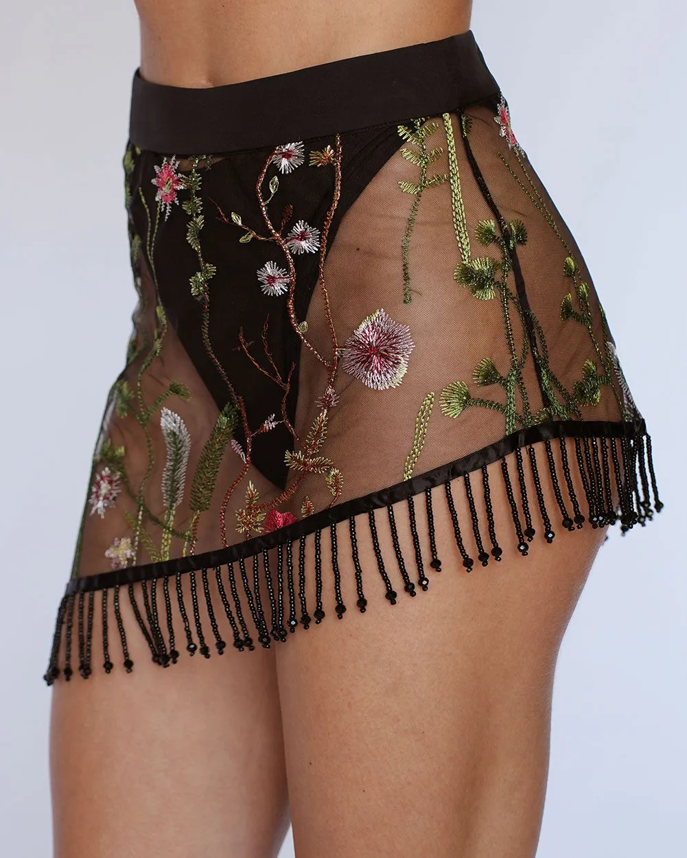 Lace Flowerfields Beaded Mini Skirt