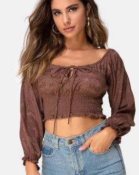 Lancer Crop Top in Satin Rose Chocolate