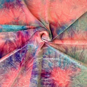 Light Blue Light Pink Tie Dye Stretch Velvet Fabric