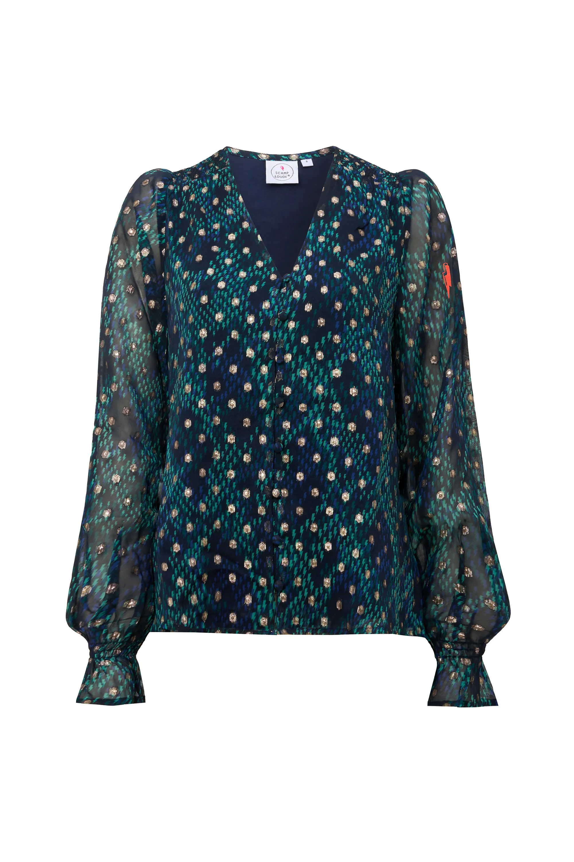 Midnight with Teal Snake Print Foil Blouse