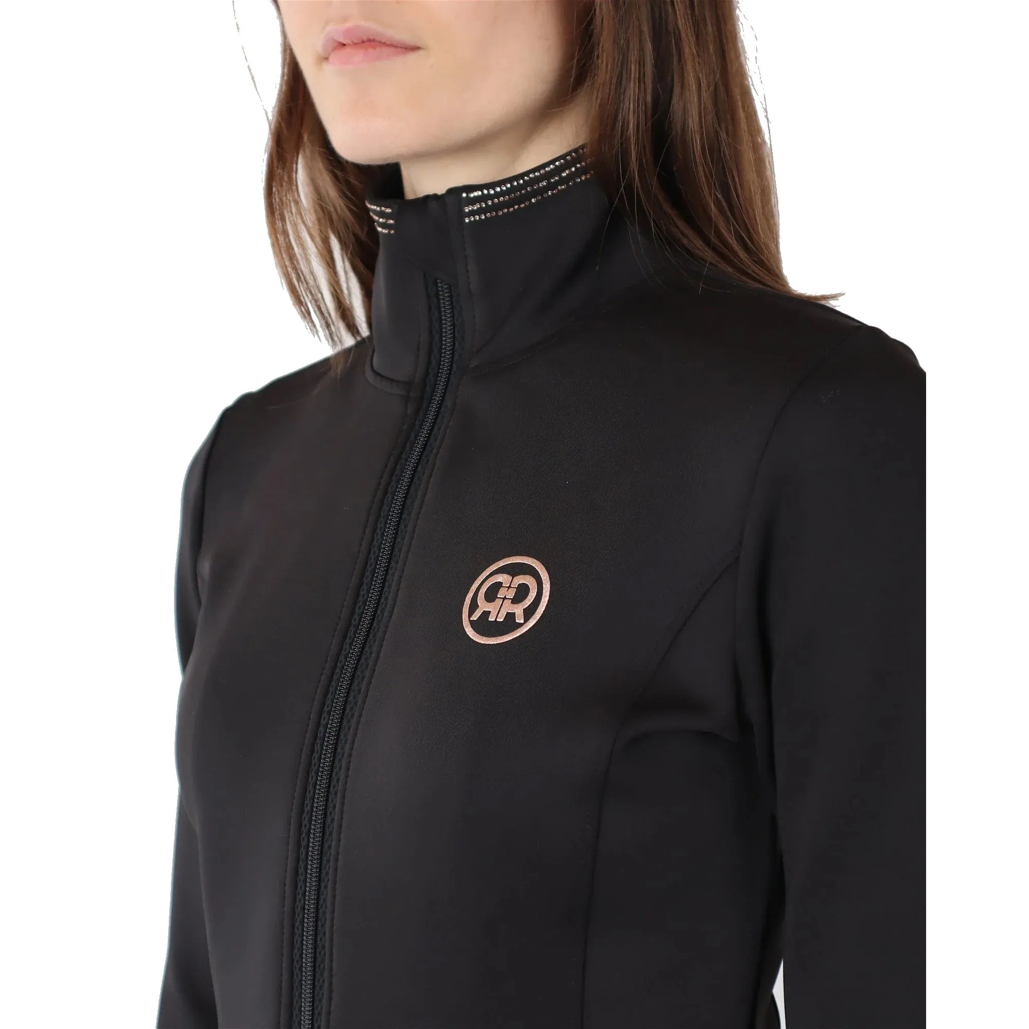 Montar REBEL Rosegold Crystal Full Zip Lightweight Jacket, Black