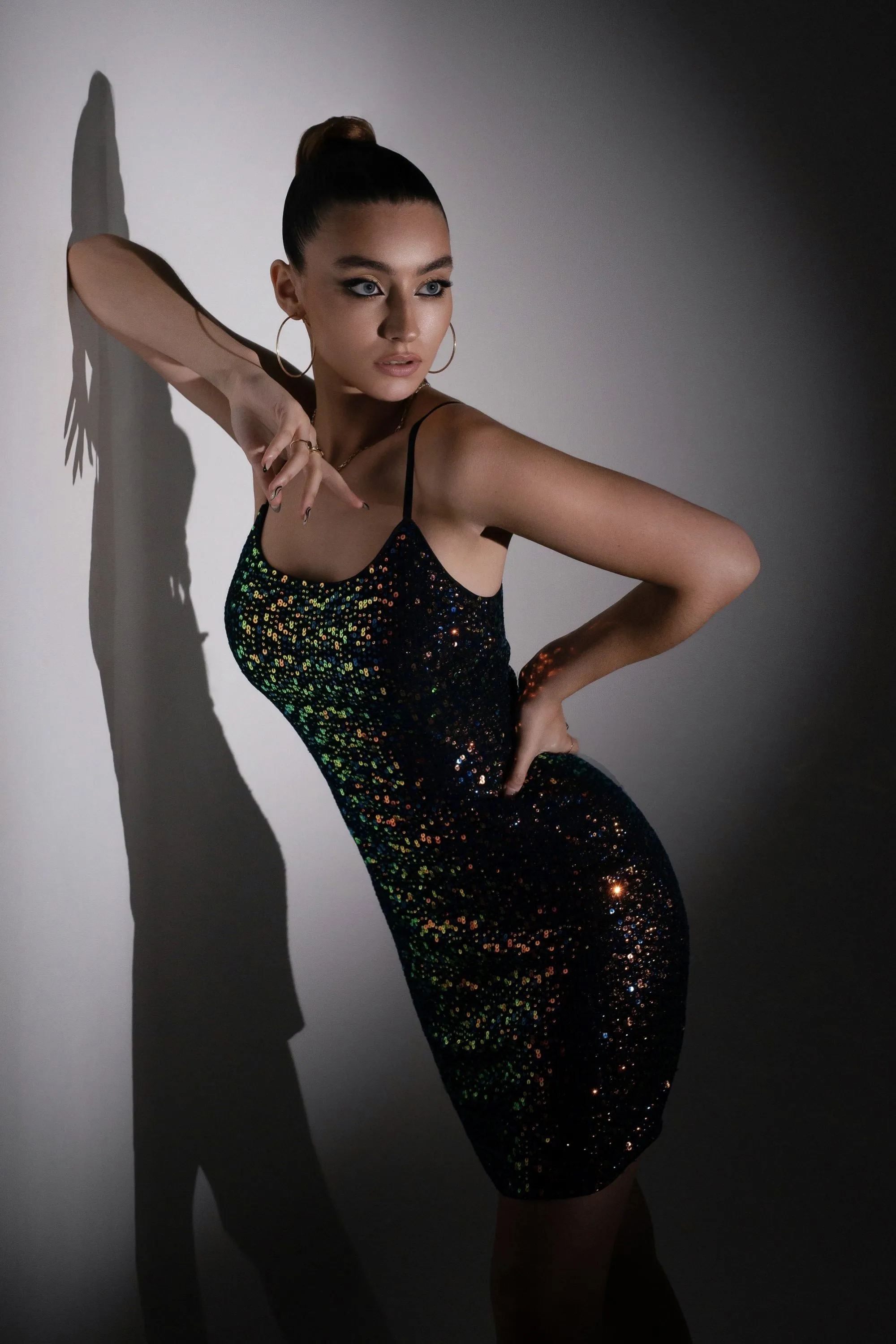 Multicolour Sequin Strappy Fitted Dress by Double Second