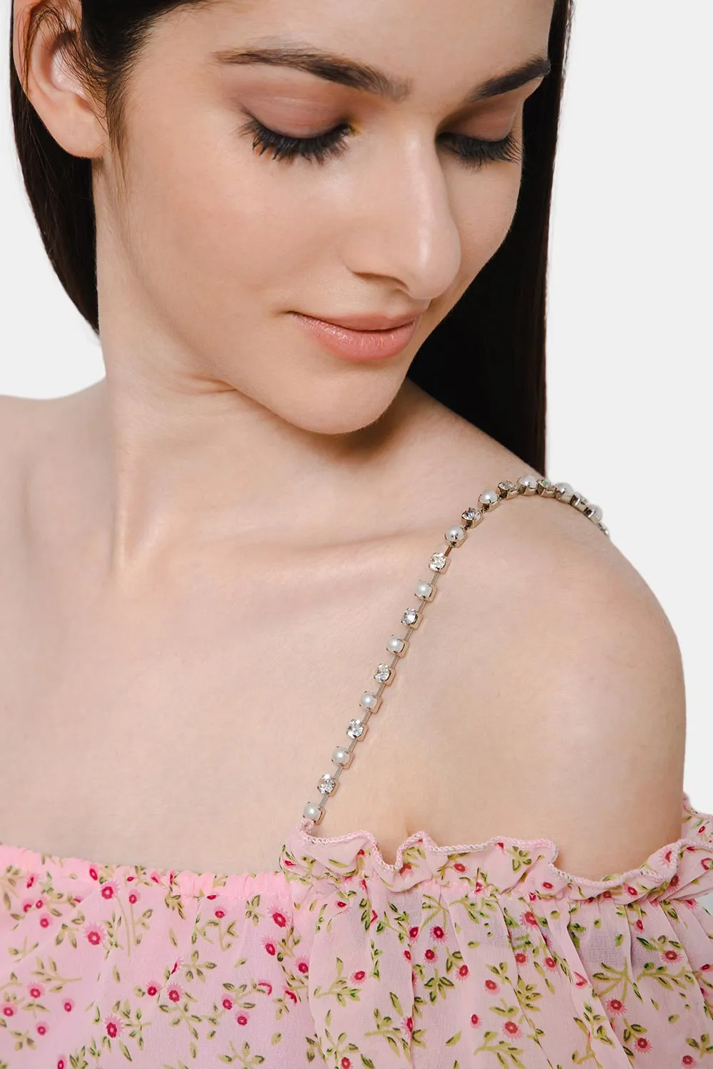 Naidu Hall Intimacy Pearl with Crystal Metal Detachable Bra Strap