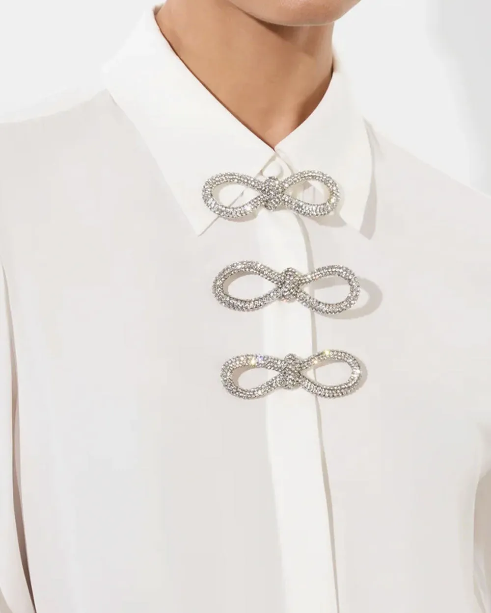 Off White Willa Top with Embellished Bow Detail