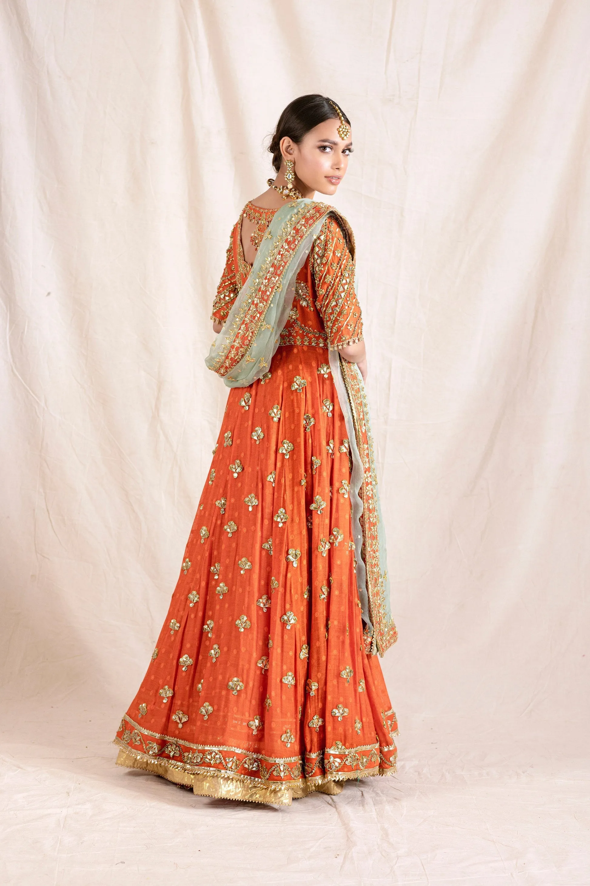 Orange Lehenga Frock Lehenga Pakistani Mehndi Dresses