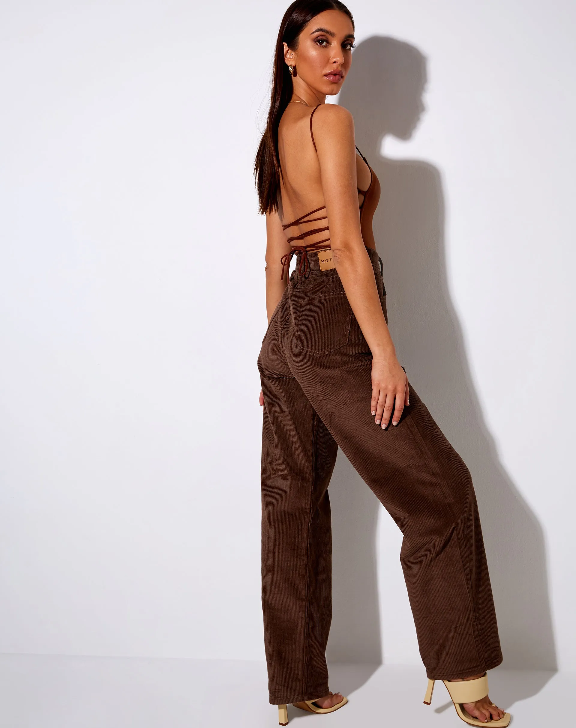 Ozka Crop Top in Satin Chocolate