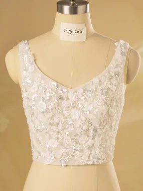 Petra Sparkly V-Neck Beaded Bridal Top