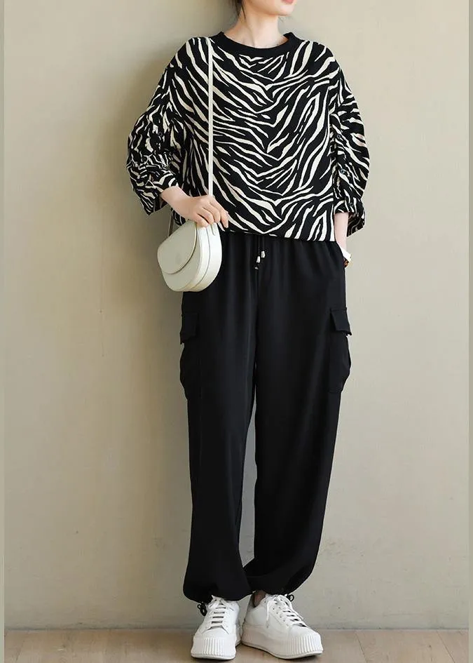 Plus Size Black Pockets Chiffon Pants