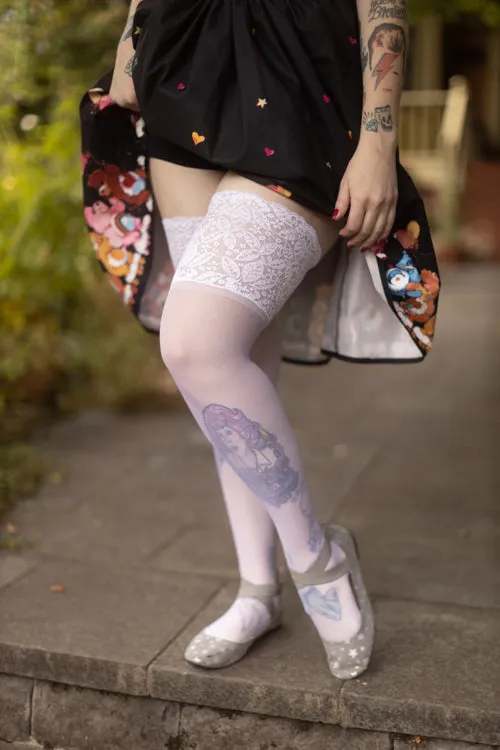 Plus Size Sheer Stockings with Lace Stay-Up Top